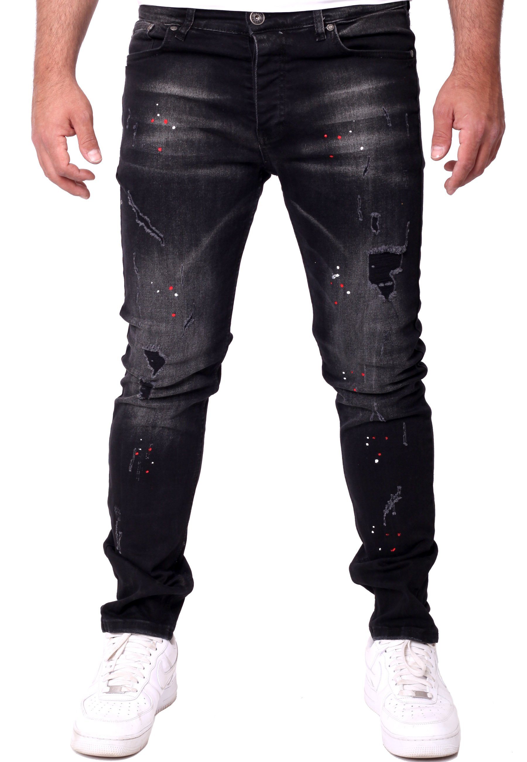 Reslad Destroyed-Jeans Reslad Jeans Herren Color-Splashes Stretch Denim Des günstig online kaufen