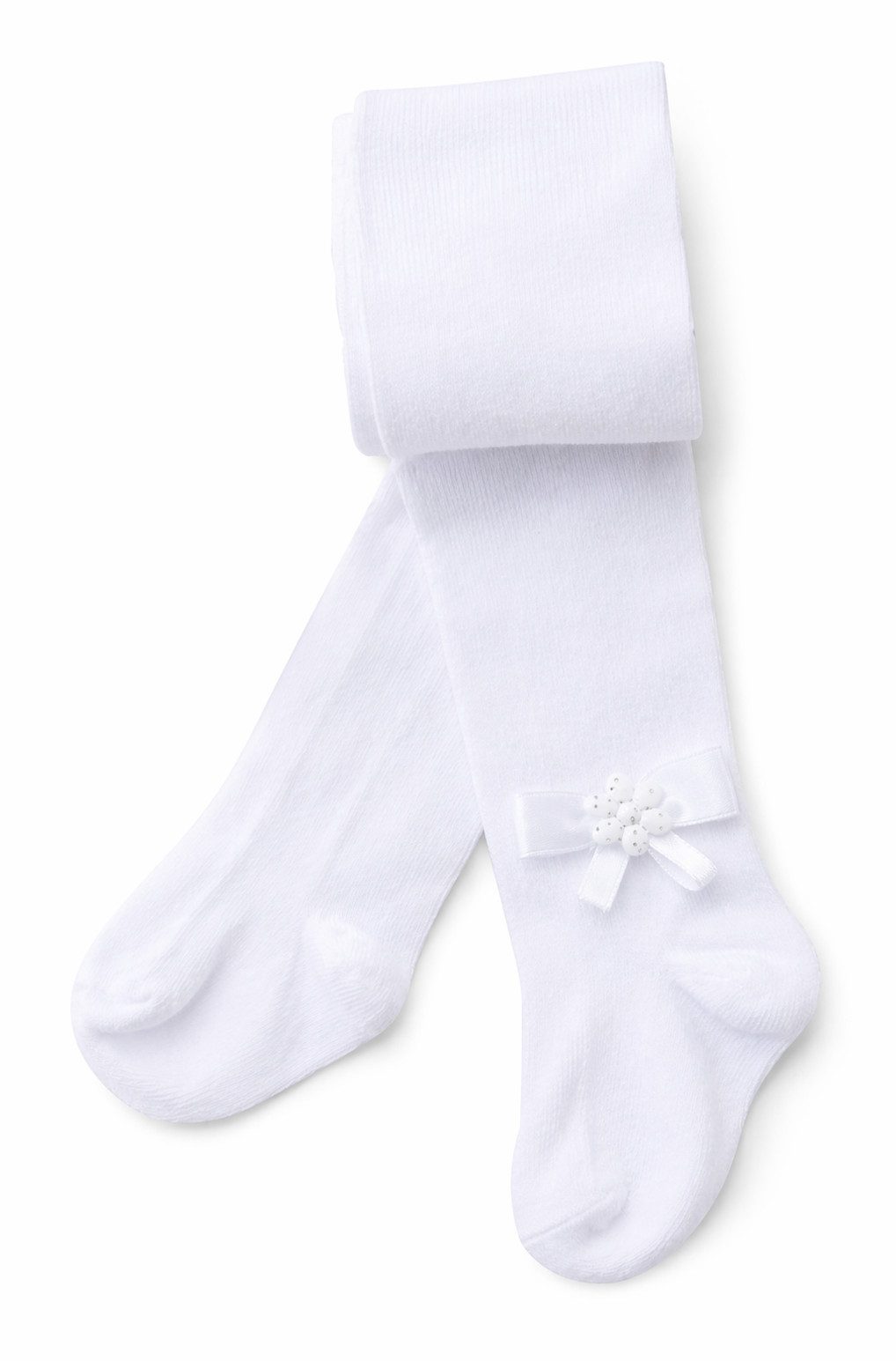 La Bortini Strumpfhose Strumpfhose Weiß mit Schleife Baby Kinder Strumpfhosen für Taufe Fest