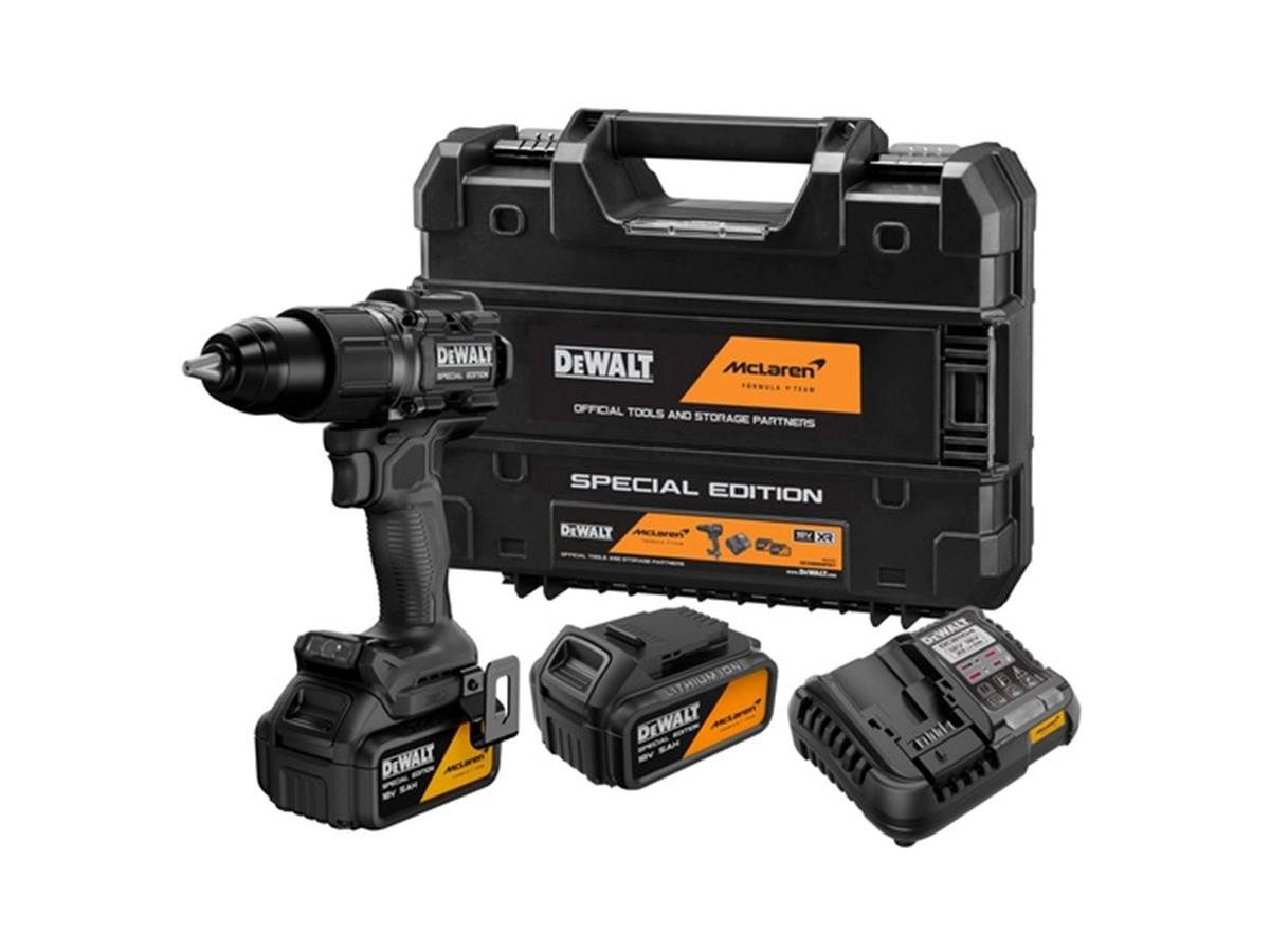 DeWalt Akku-Schlagbohrschrauber DCD86MP2T-QW, max. 2000 U/min, (Set), inkl. 2 Akkus und Ladegerät, McLaren Sonderedition, im TSTAK-Koffer