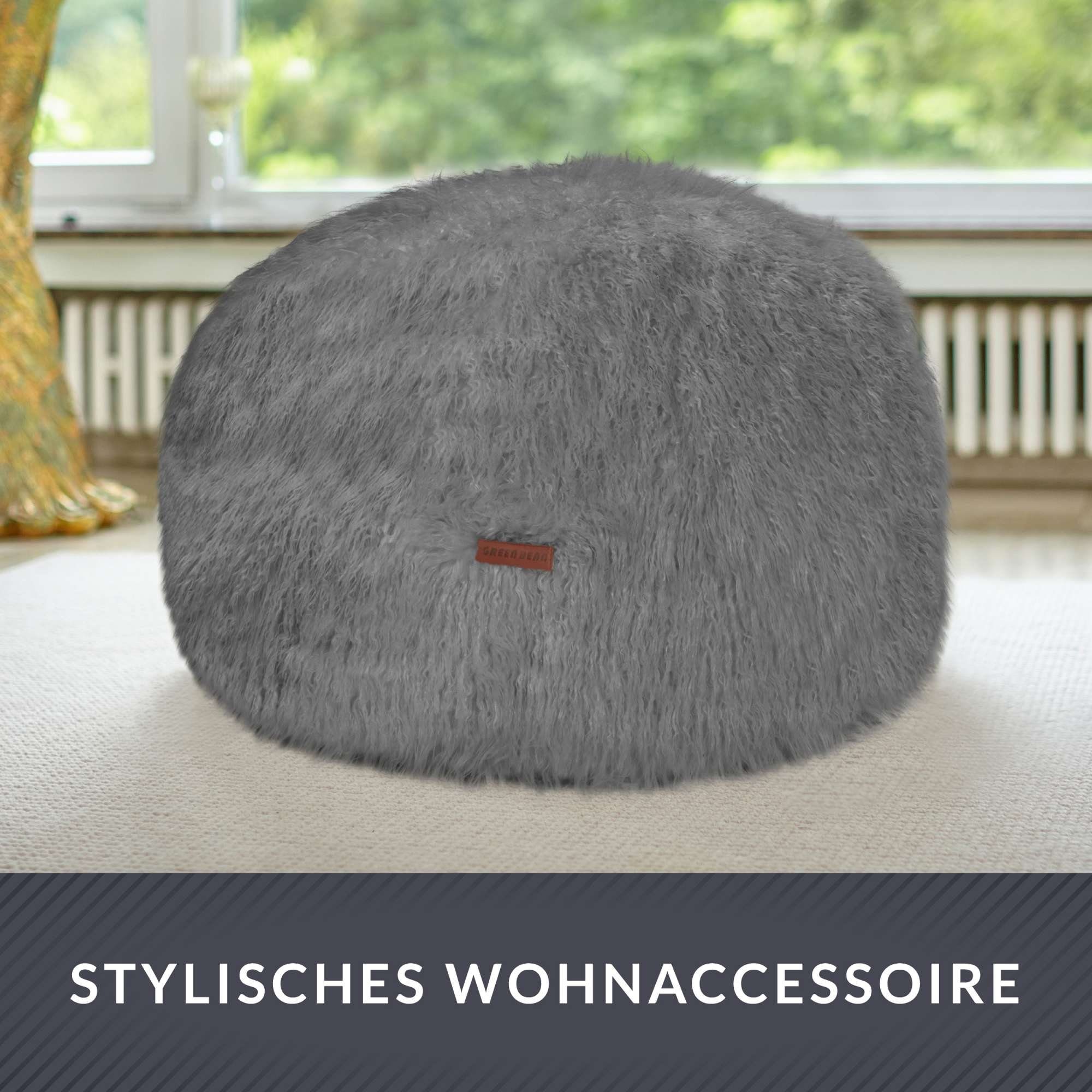 Perlen Füllung, Felloptik Grau runder Indoor Drinnen, Farben Ablage), / Sitzpouf Pouf Sitzkissen Green Hocker (EPS Fußhocker Bean 3 Sitzhocker in Sitzwürfel