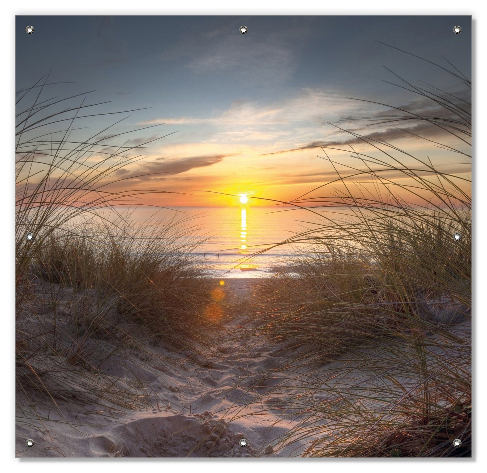 Sonnenschutz Sonnenuntergang am Strand, Wallario, blickdicht, mit Saugnäpfen, wiederablösbar und wiederverwendbar