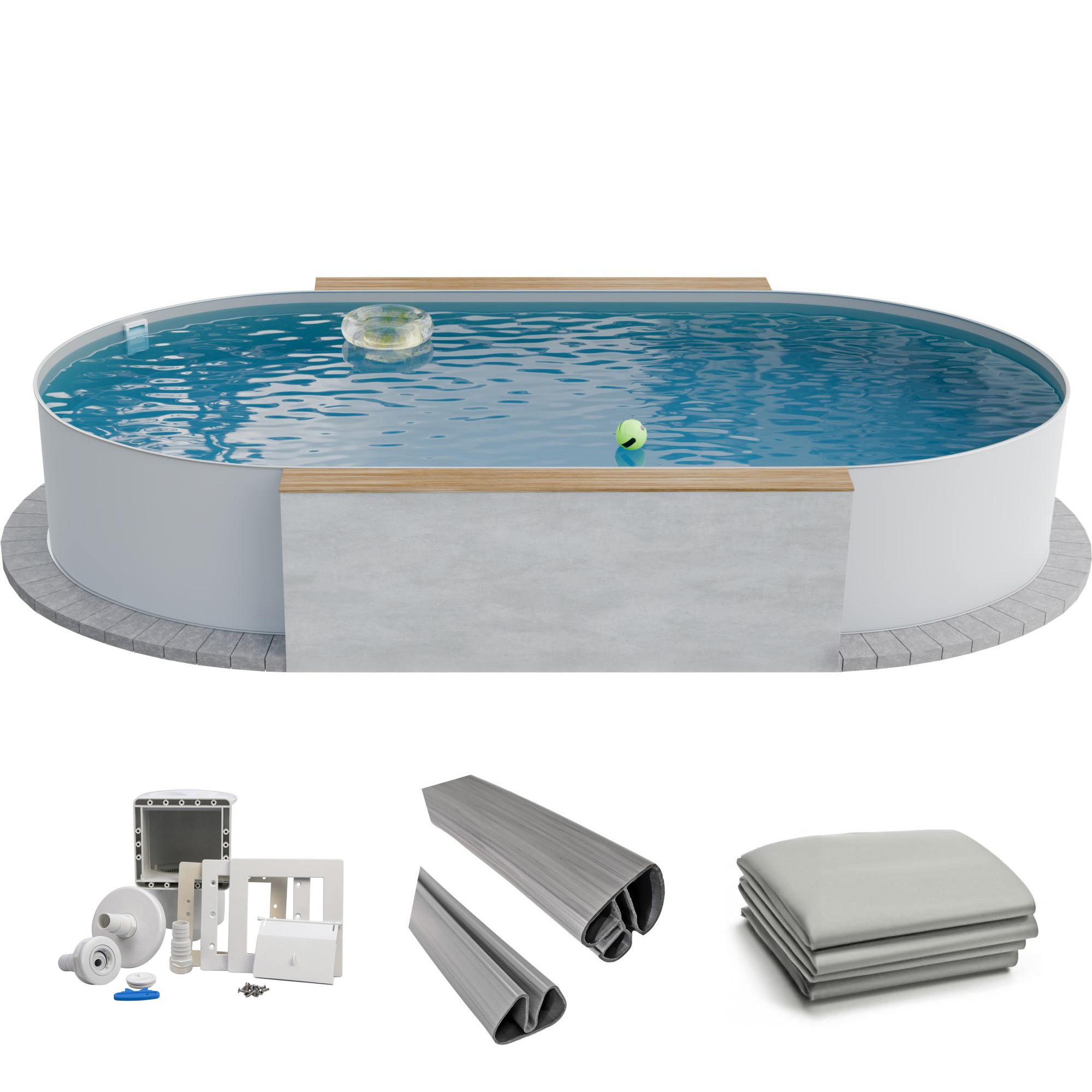Fresh-Pool Ovalpool Fresh-Pool Profi Stahlwandpool Set oval, 525x320x1 (1-tlg), verzinkte Stahlwand
