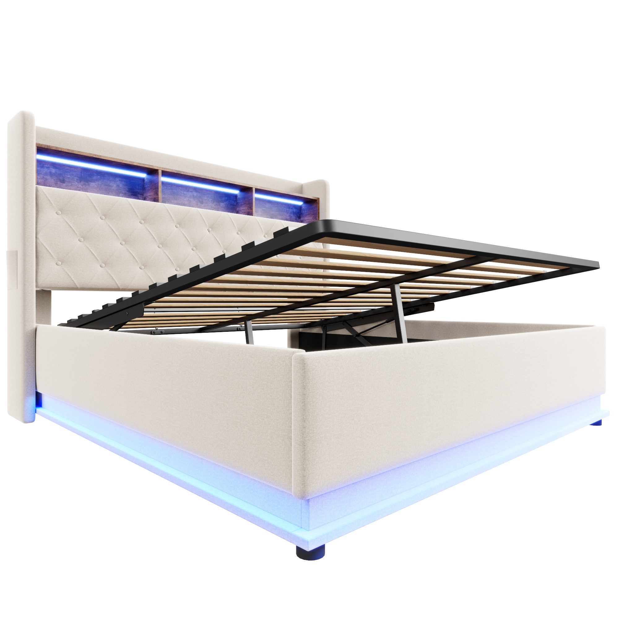 OKWISH Polsterbett Funktionsbett,Stauraumbett,Doppelbett,Gästebett (Luxuriö günstig online kaufen