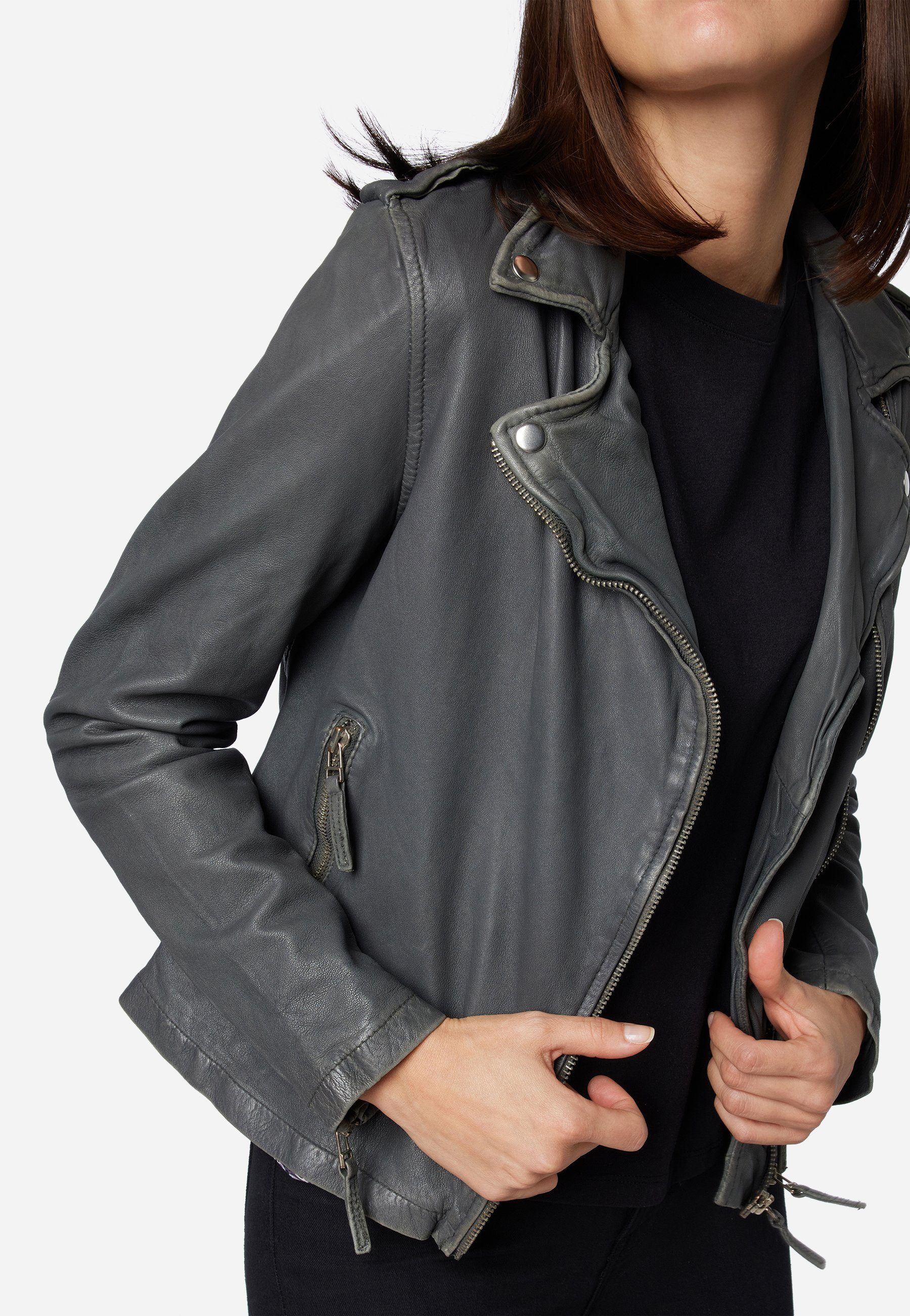 RICANO Lederjacke Foxy stylische Bikerjacke, hochwertiges Lamm Leder