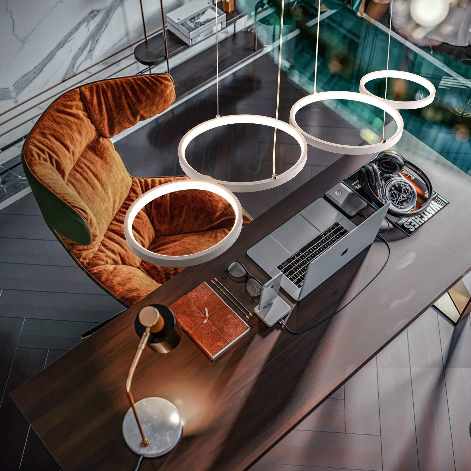 ZMH LED Pendelleuchte Wohnzimmer Modern 4 Flammig Hängelampe Dimmbar mit Fe günstig online kaufen