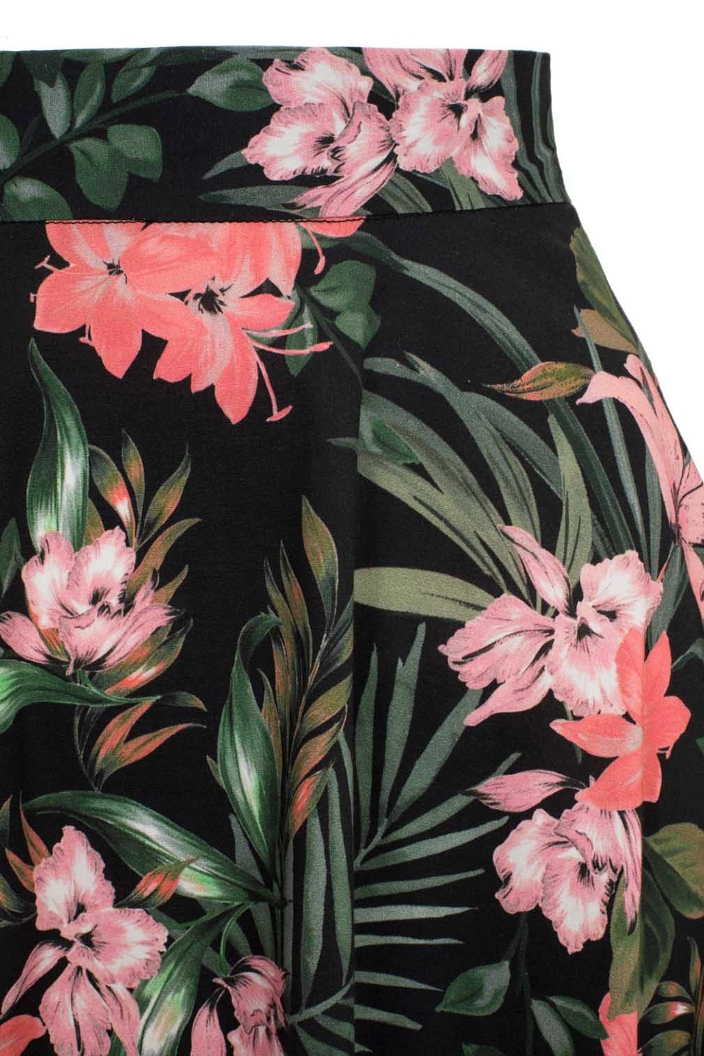 Hell Bunny A-Linien-Rock Calypso 50's Tropical Swing Skirt Vintage Blumenmuster Retro Tellerrock