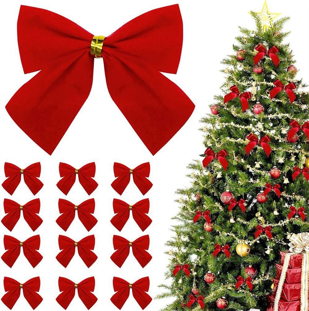 ZAXSD Dekoobjekt 120 Stück Weihnachten Schleifen, Rote Weihnachtsschleifen, Rote Weihnachtsschleifen, Weihnachtsschmuck zum Aufhängen