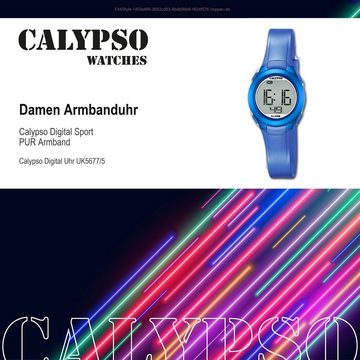 CALYPSO WATCHES Digitaluhr Calypso Damen Uhr K5677/5 Kunststoffband, (Digitaluhr), Damen Armbanduhr rund, PURarmband blau, Sport