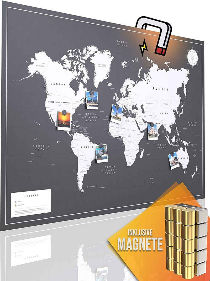 VACENTURES Wandbild »Die magnetische Weltkarte - inkl. Magnet Pins«