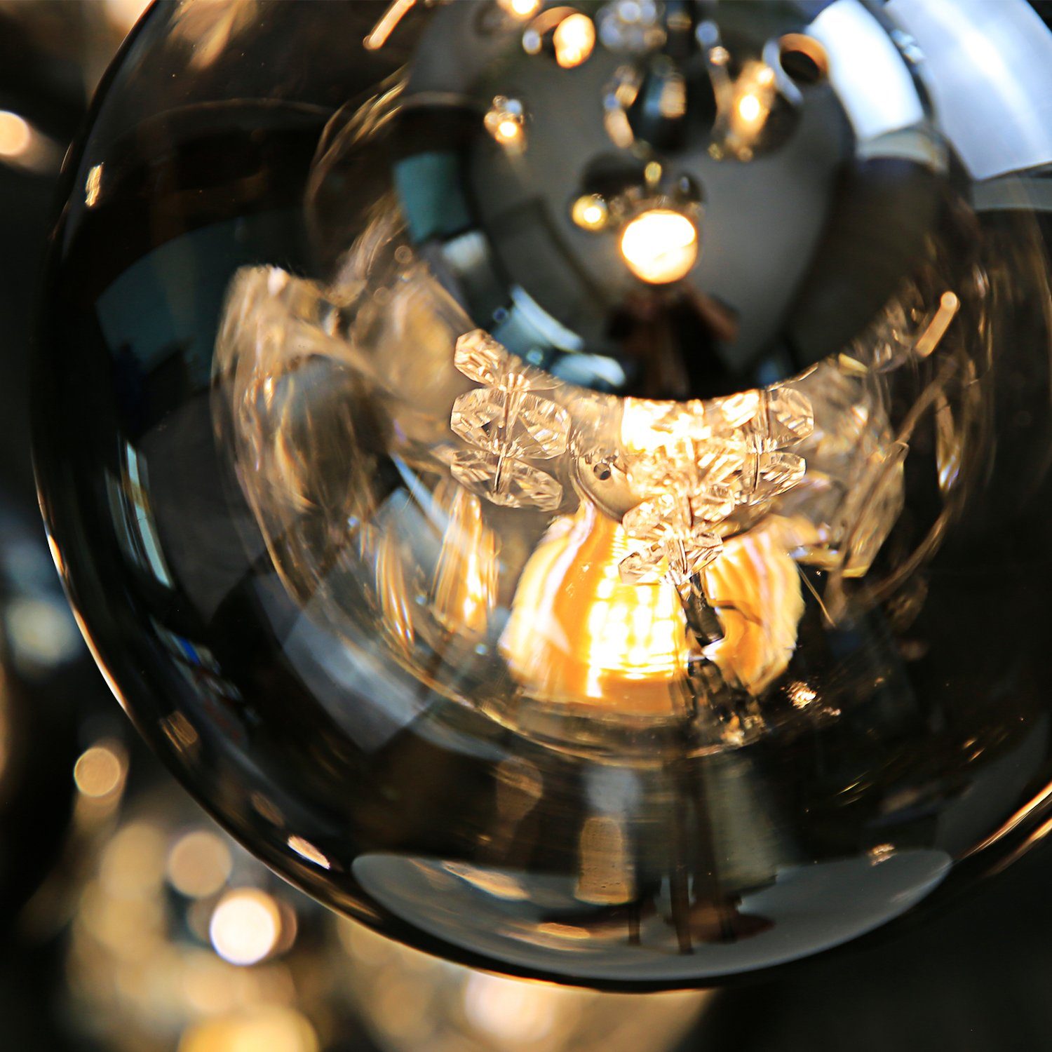 LED Esstisch 3 Höhenverstellbar LED Flammig Kronleuchter wechselbar ZMH Pendelleuchte Grau Glas,