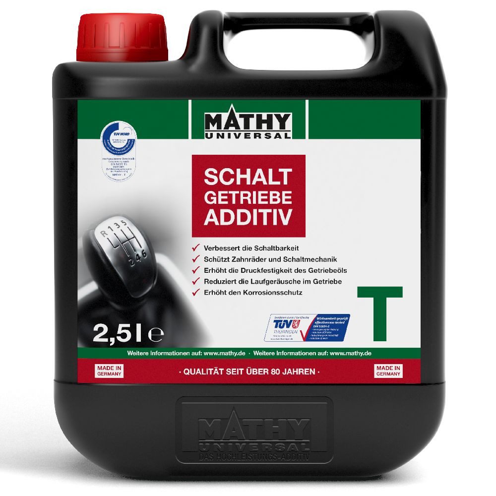 MATHY Getriebezusatz MATHY-T Schaltgetriebeöl-Additiv 2,5 l, 2,5 l, (1-St) Geeignet für Öle auf mineralischer, teil- & vollsynthetischer Basis
