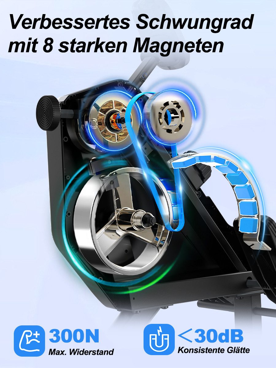 VOWVIT Rudergerät Magnet-Rudergerät RM3 mit 16 Widerstandsstufen (1-tlg), Klappbares Heim-Rudergerät, geräuscharm, kompatibel mit Kinomap – Bild 4 von 5