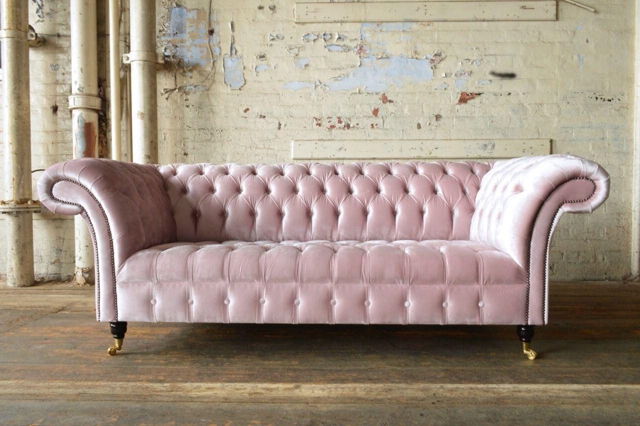 Xlmoebel Chesterfield-Sofa Stoffsofa mit drei Sitzen im Design Chesterfield-Stil, bequemes, Hergestellt in Europa