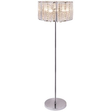 etc-shop Stehlampe, Leuchtmittel nicht inklusive, Decken Fluter Wohn Zimmer Beleuchtung Kristall Steh Lampe Chrom