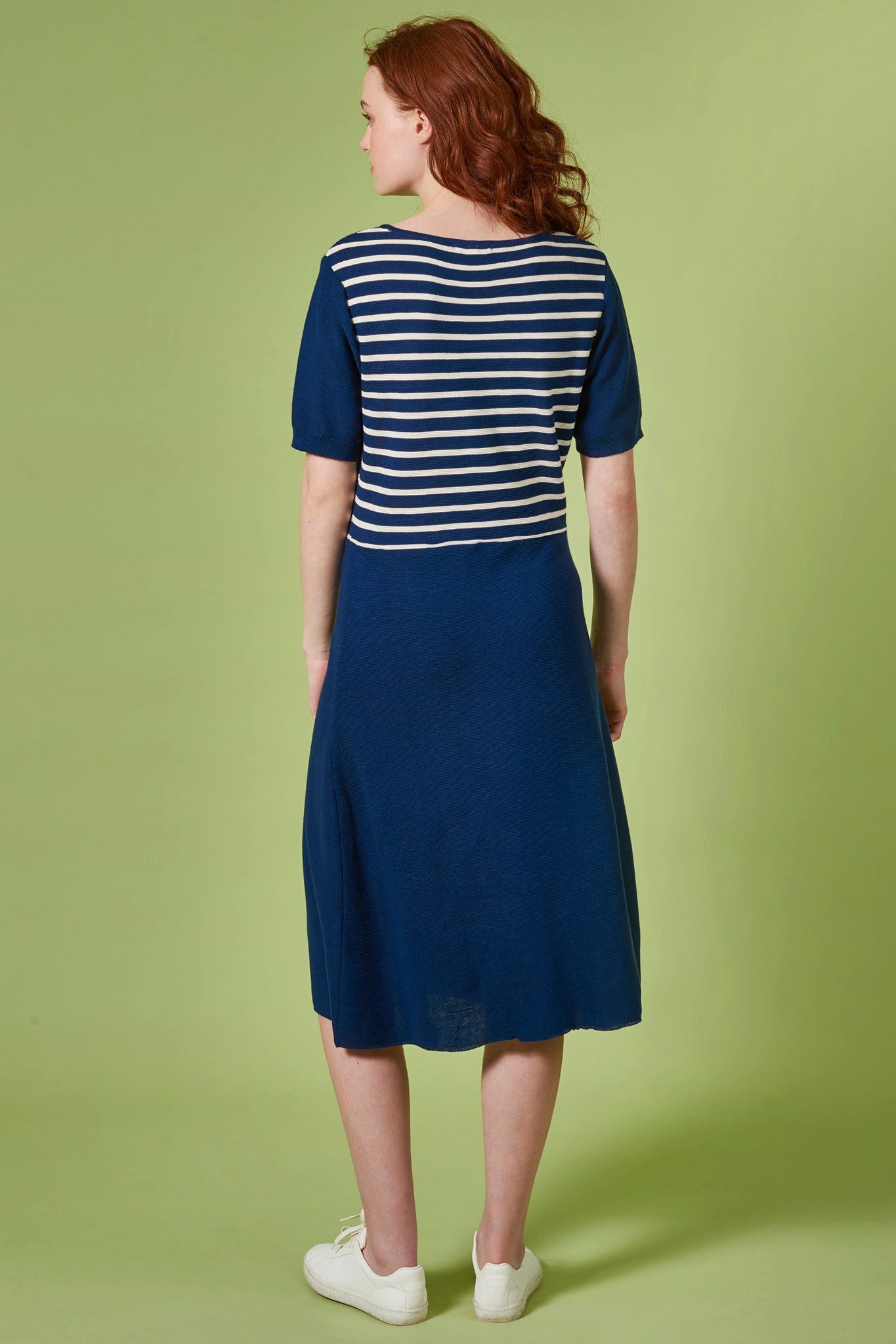 Himalaya Clothing Sommerkleid Kleid Damen im Streifenlook - Strickkleid aus weicher Bio-Baumwolle Leichtes Sommerkleid mit Rundhalsausschnitt