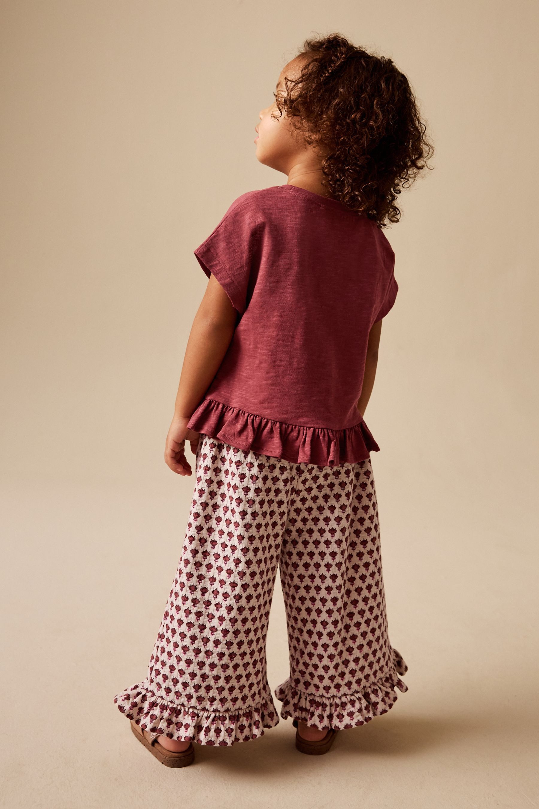 Next Top & Hose Kurzarmtop und Hose mit weitem Bein im Set (2-tlg)