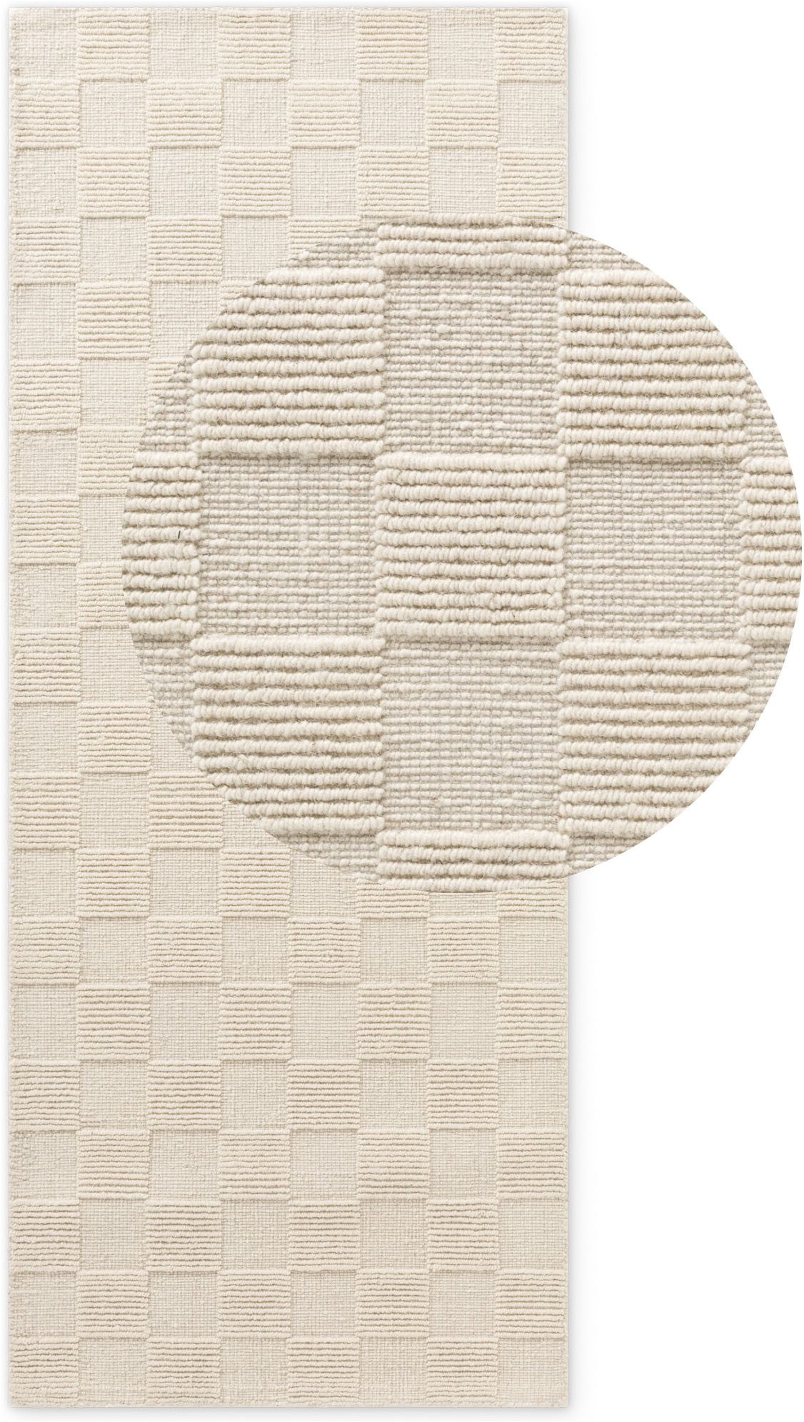 Villeroy & Boch Wollteppich Scala, rechteckig, Höhe: 10 mm, Handgewebt, Wolle, Kariert, Natur, 3D-Struktur, Karo, Wohnzimmer