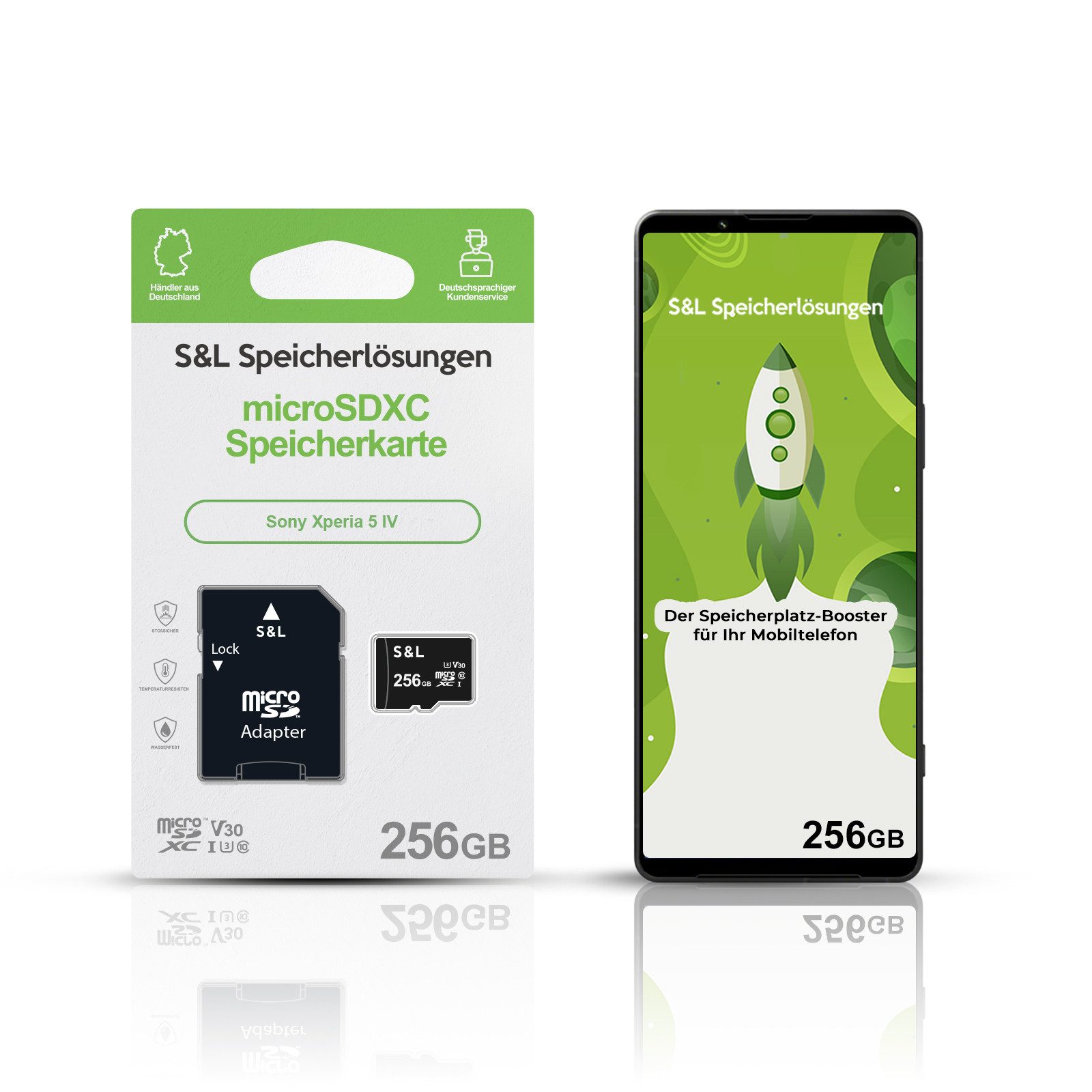 Tec-Expert microSD Karte S&L für Sony Xperia 5 IV Speicherkarte (256 GB, Class 10, microSDXC)