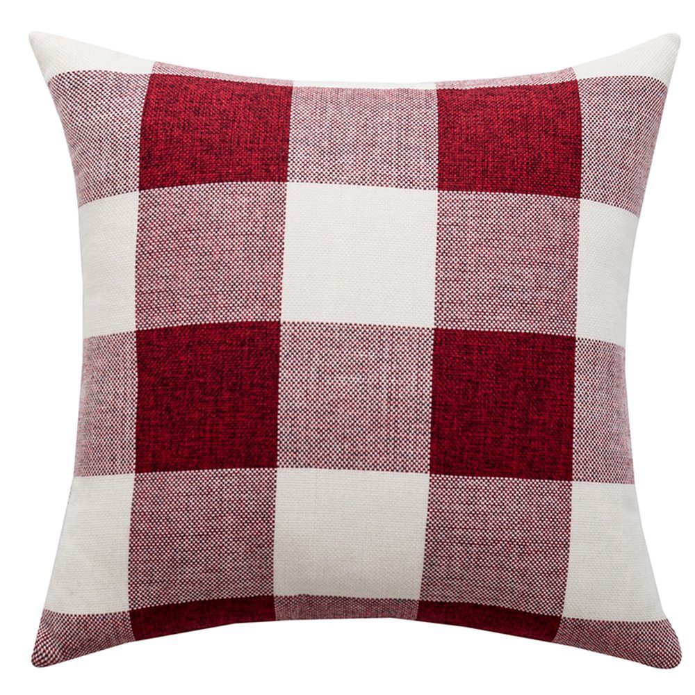Kissenbezug Retro, quadratisch, kariert, mit (1 Sunicol Stück), Rot-Weiß 45x45cm, Reißverschluss Baumwoll-Leinen