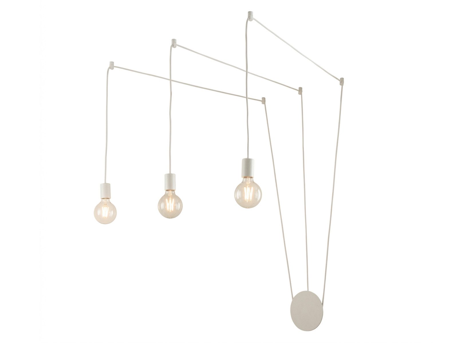 Luce Ambiente Design Pendelleuchte für Wandmontage Kabel extra lang 5 Meter, ohne Leuchtmittel, Wand Hängelampe dreiflammig für hohe Decken Wohnzimmerlampe hängend