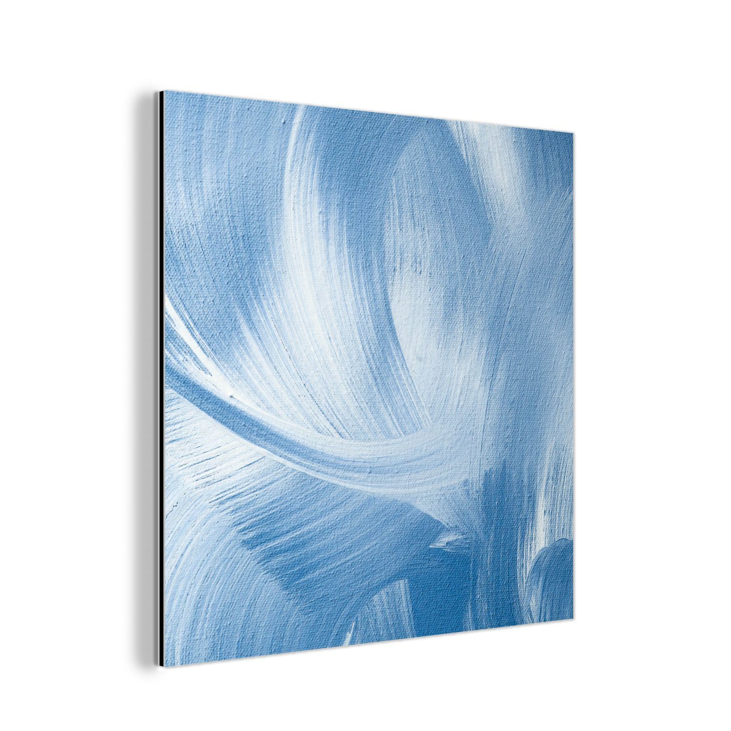 MuchoWow Metallbild Blau - Acrylfarbe - Gestaltung, (1 St), Alu-Dibond-Druck, Gemälde aus Metall, Aluminium deko