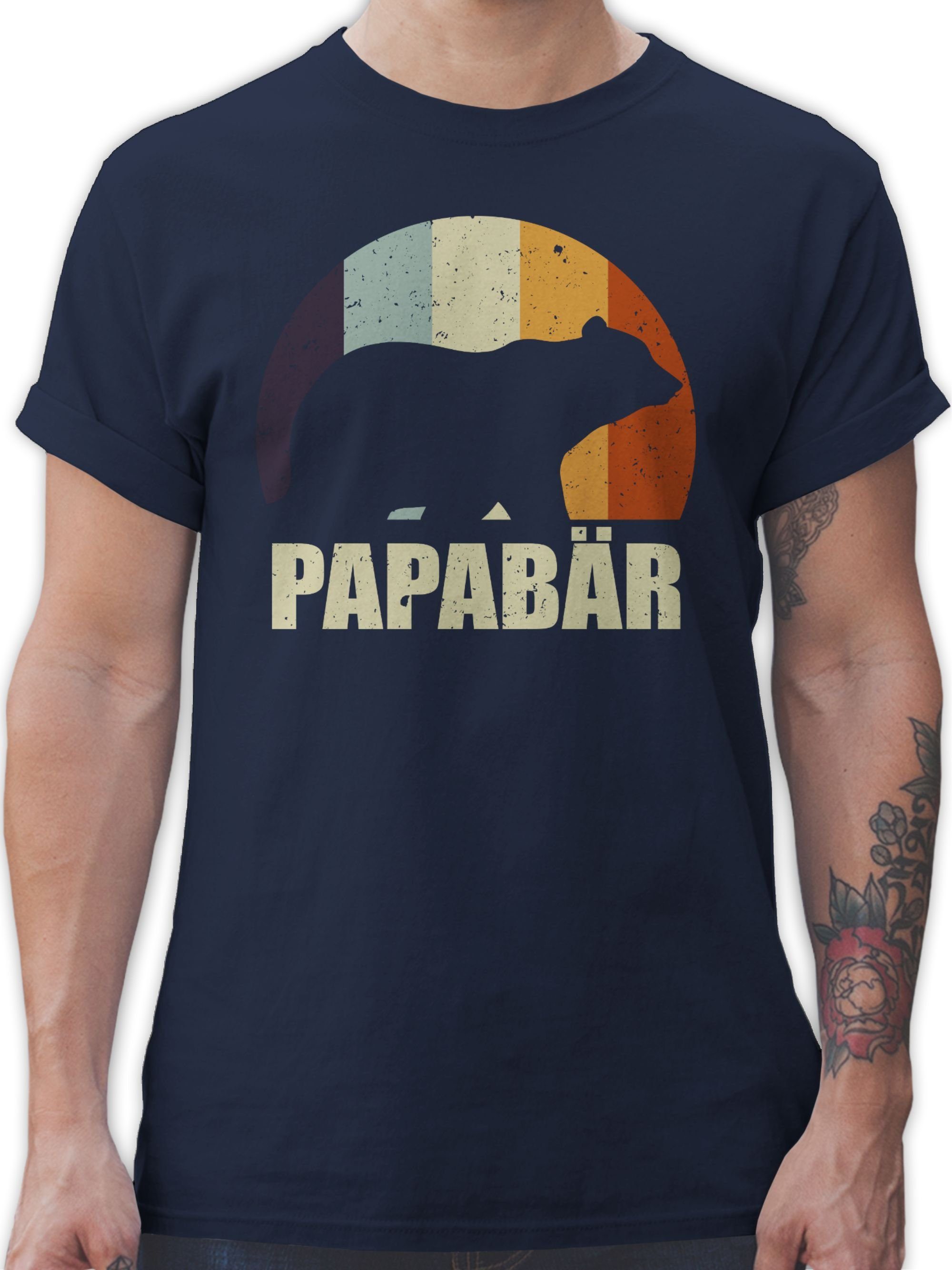 Shirtracer T-Shirt Papa Bär Bear Papa 03 für Blau Papa Geschenk Vatertag Navy