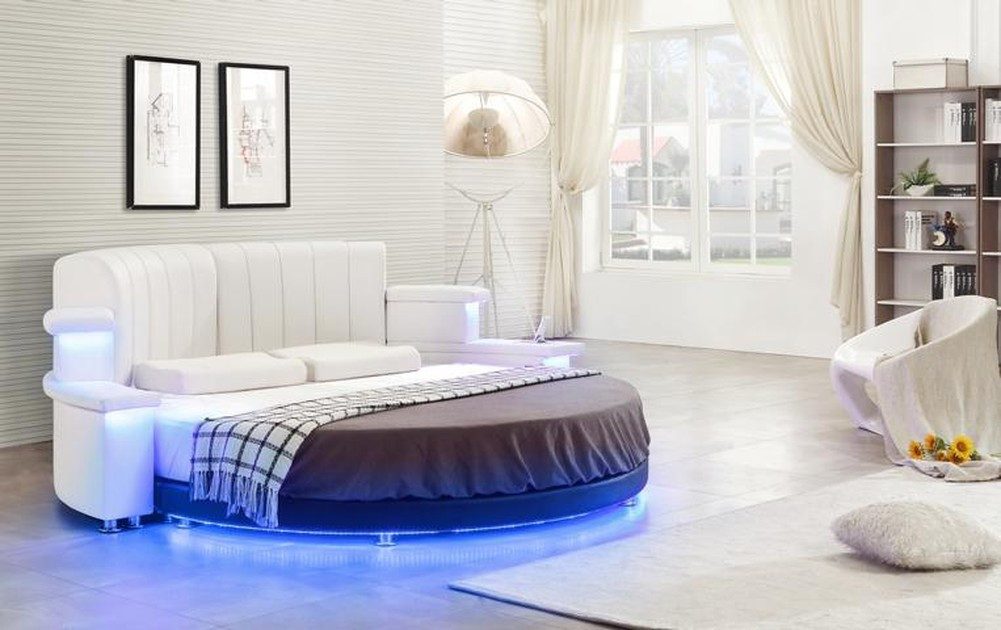 JVmoebel Rundbett Weißes Designer Rundbett für modernes Schlafzimmer, Made in Europa