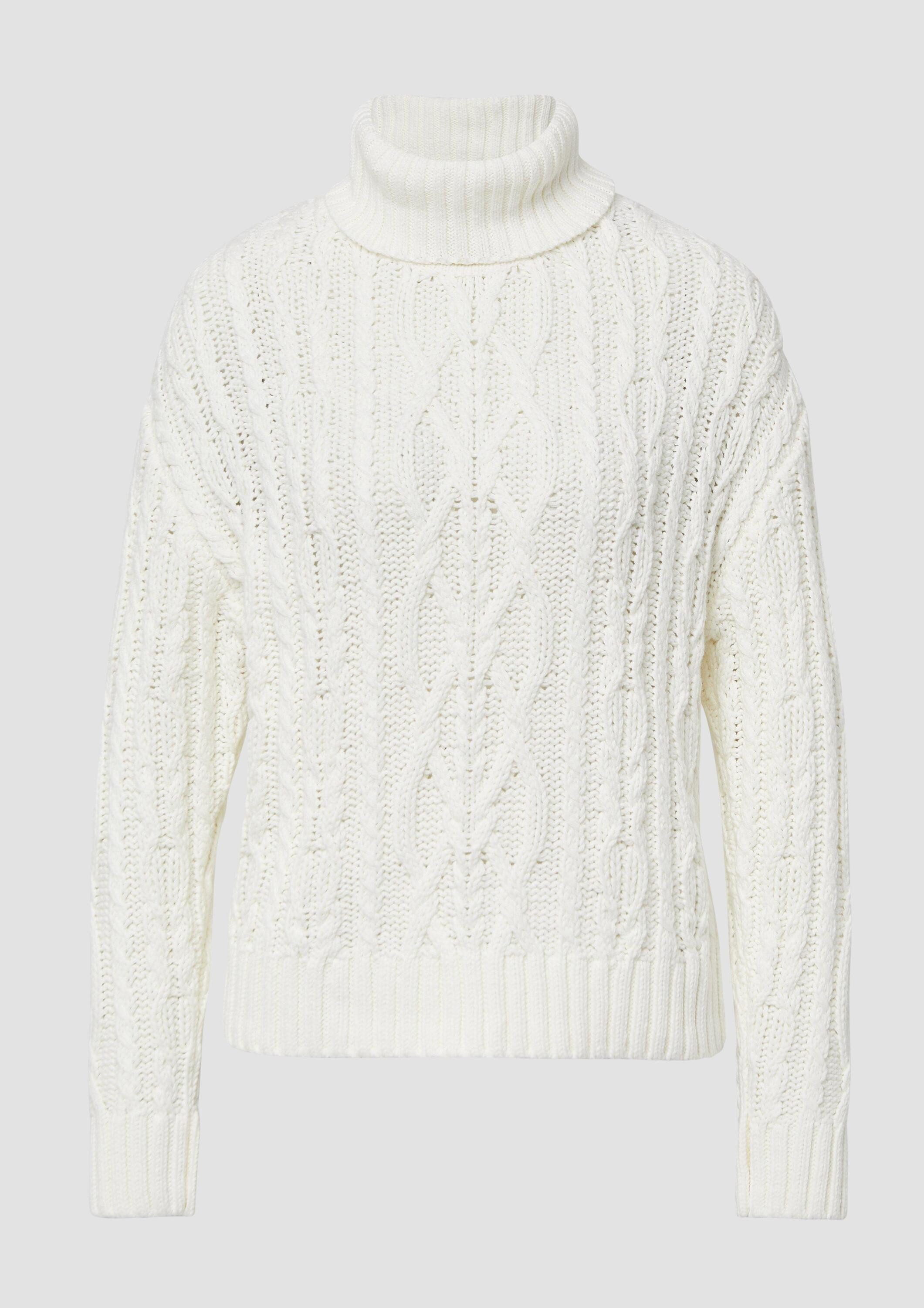s.Oliver Longpullover Strickpullover Strickpullover mit Rollkragen und Zopfmuster