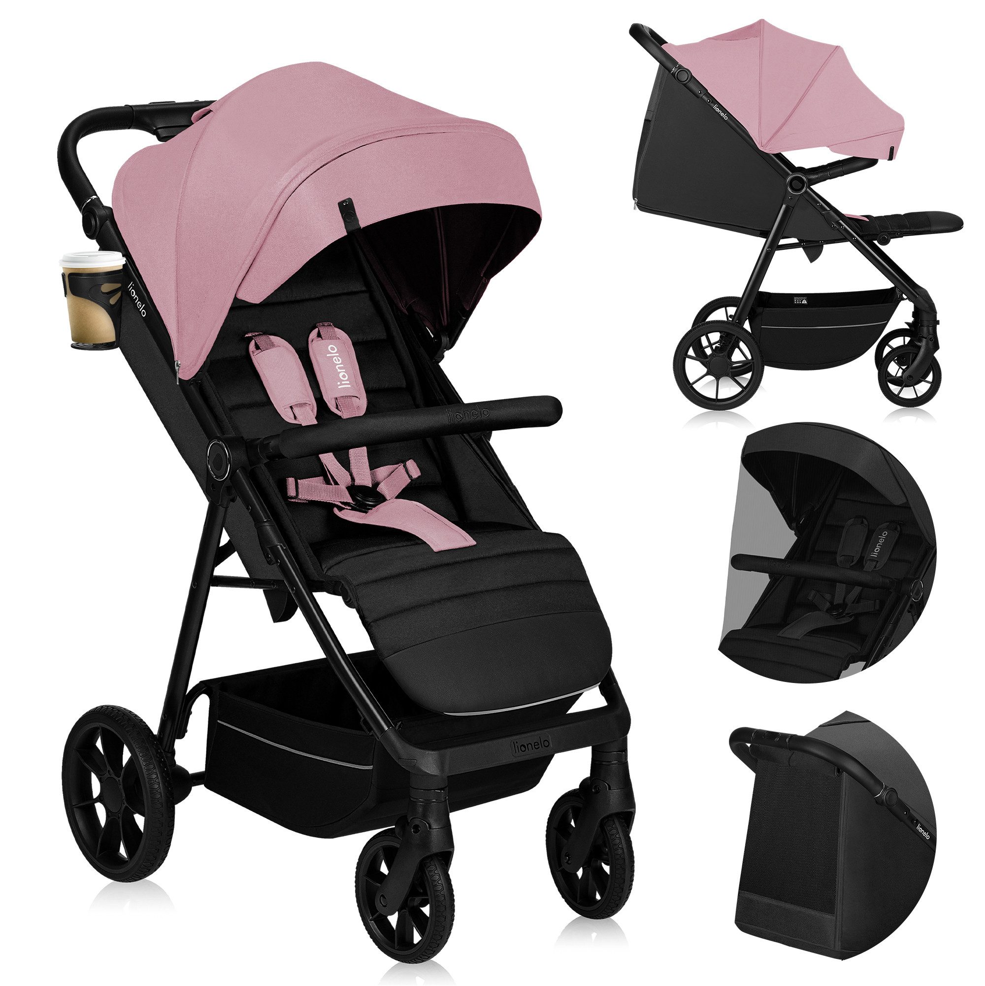lionelo Kinder-Buggy MIRA, (Set), PU-Räder/XXL-Verdeck UPF50+/Vollfederung/All-Terrain