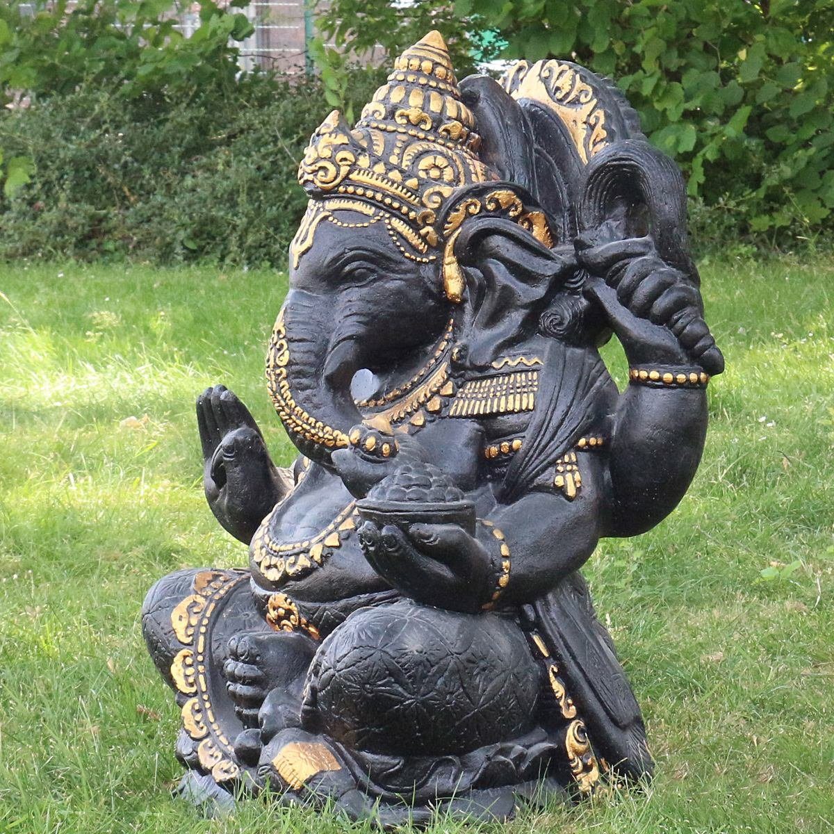 Oriental Galerie Dekofigur Ganesha Figur Beton Antik Finish mit Gold 80 cm (1 St)