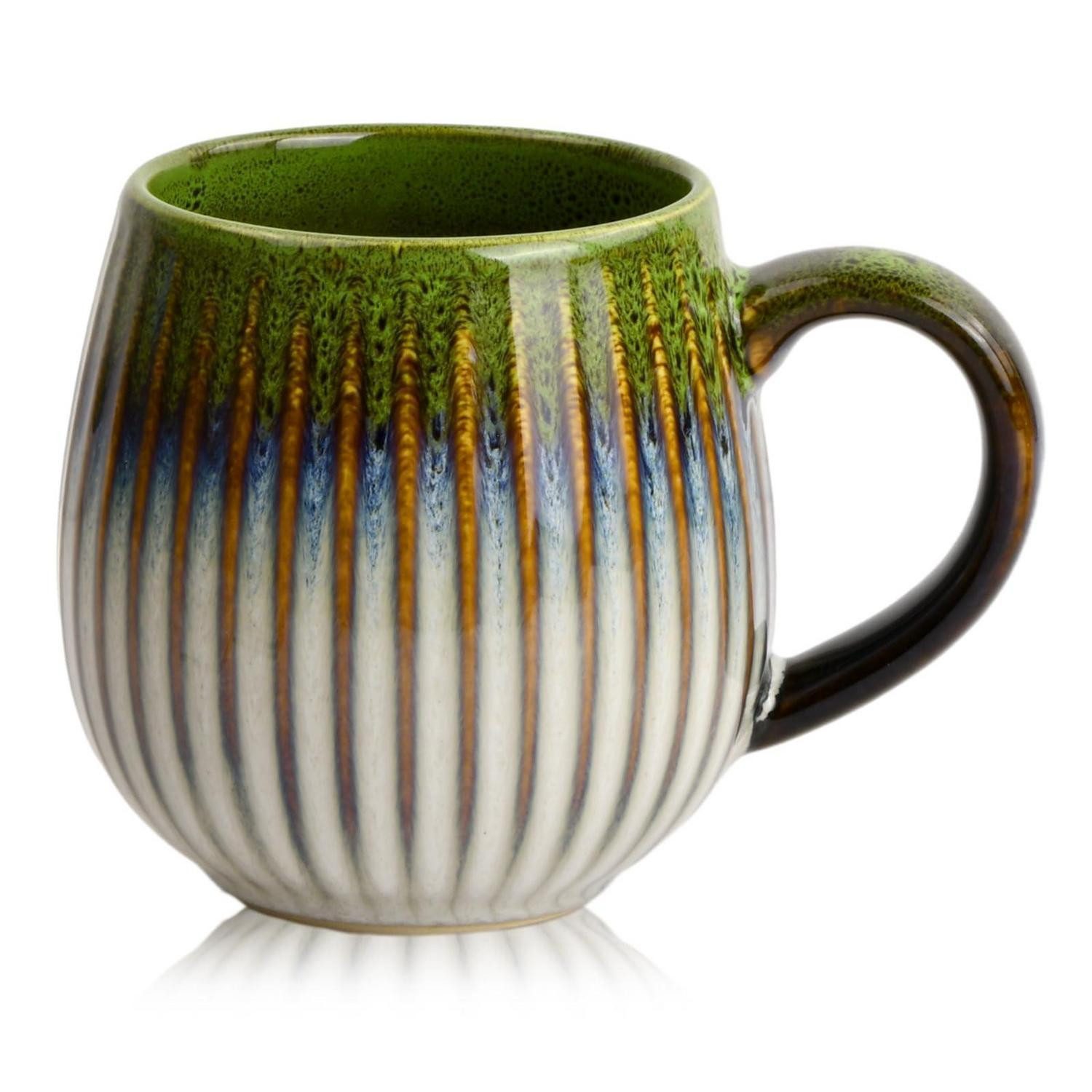 LuxusKollektion Tasse Kaffeetasse Keramik Grün 480ml Vintage Retro, Keramik