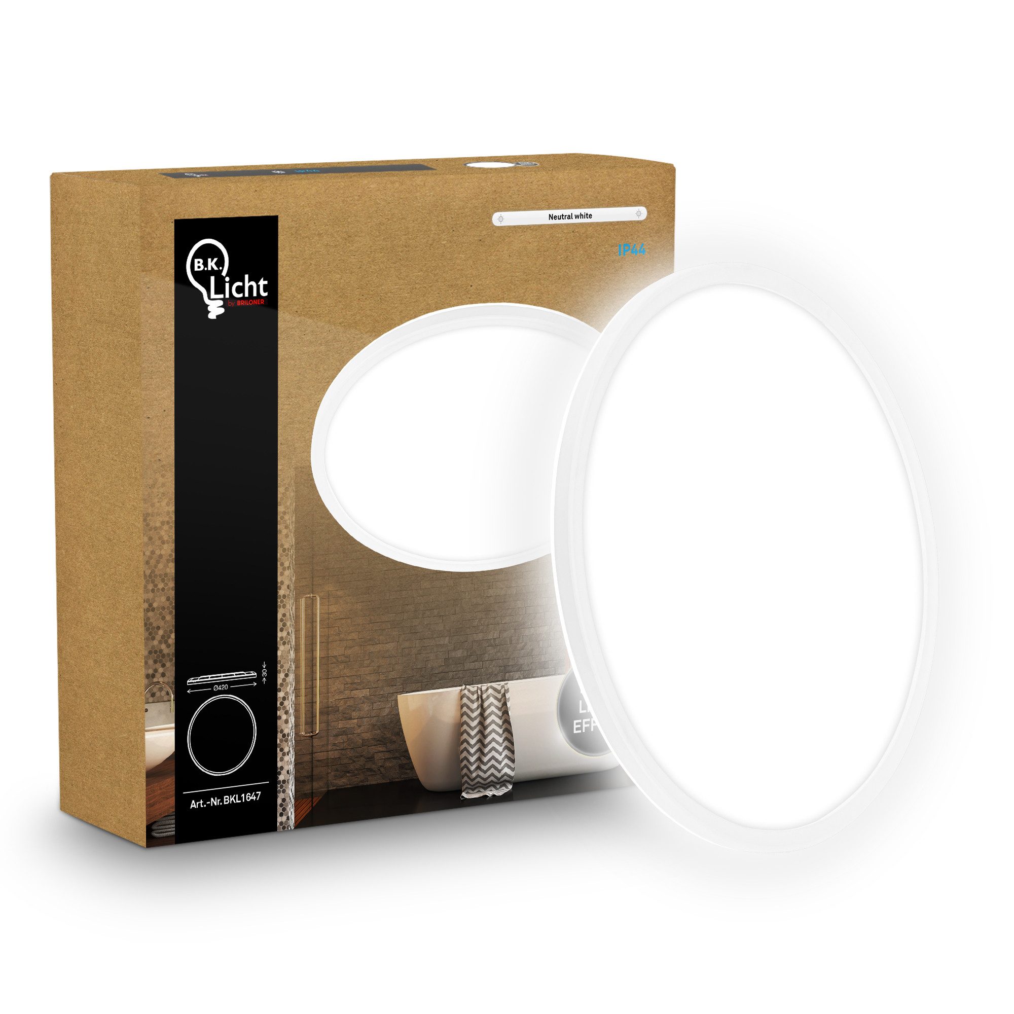 B.K.Licht LED Deckenleuchte Panel Flach 30mm Backlight Effekt LED Deckenlampe Wohnzimmer, LED fest integriert, 4000K - Neutralweiß, versch. Größen & Farben, Badezimmer, Küche, Wohnzimmer, Kinderzimmer
