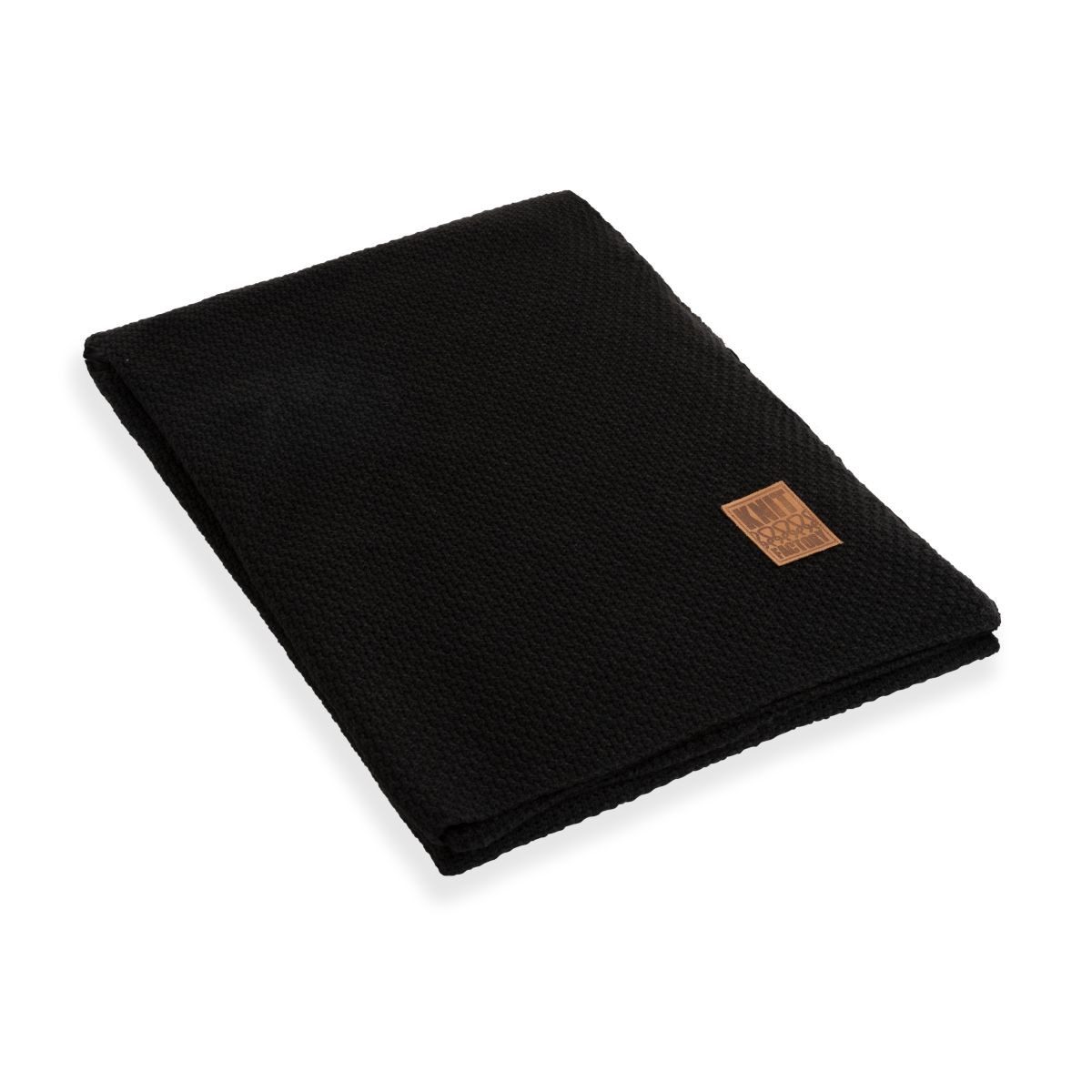 Wolldecke Jesse Plaids 160x130 cm Glatt Schwarz, Knit Factory, Tagesdecke Kuscheldecke Decke Wohndecke