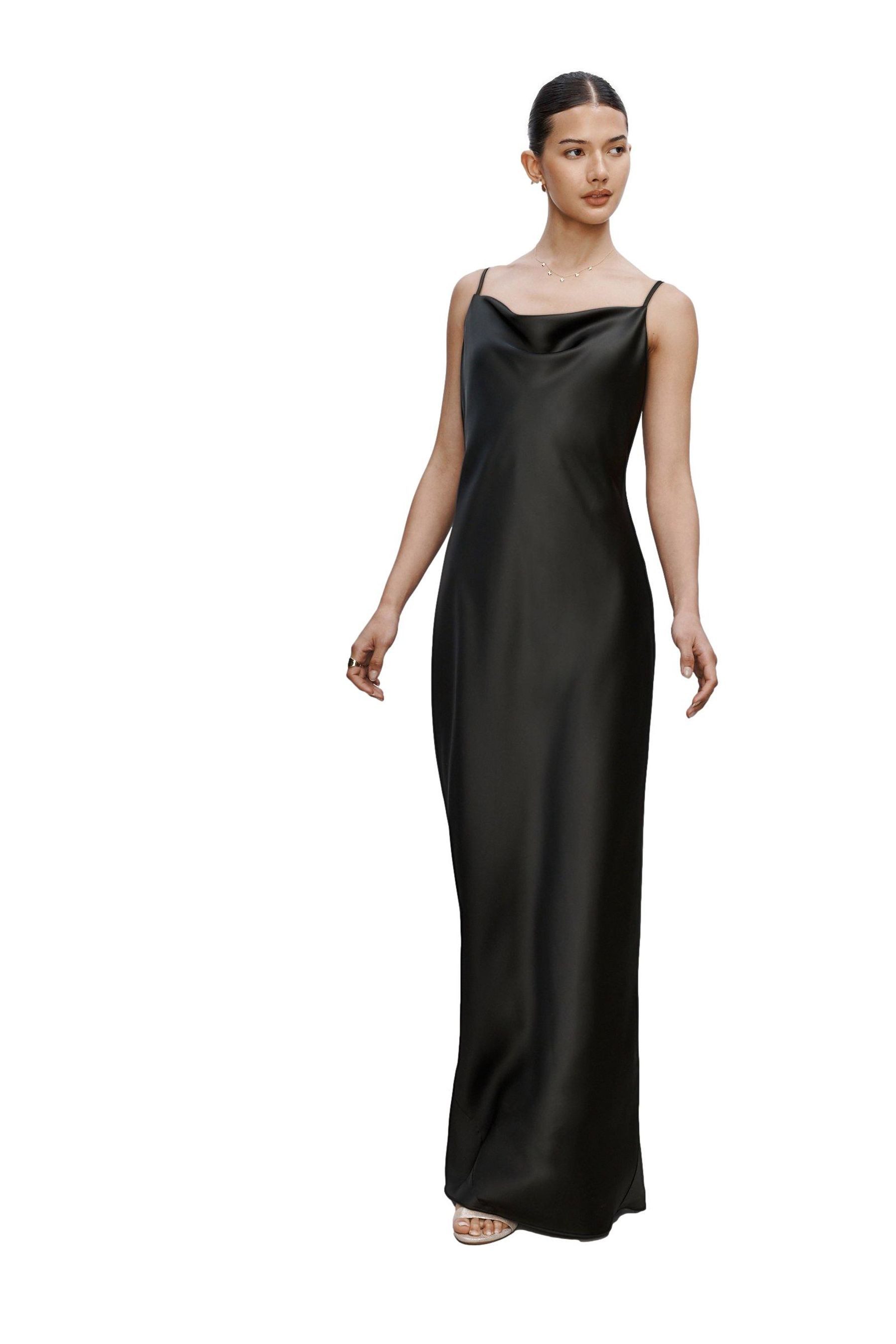 Next Satinkleid Langes Satin-Brautjungfernkleid Rückenausschnitt (1-tlg)