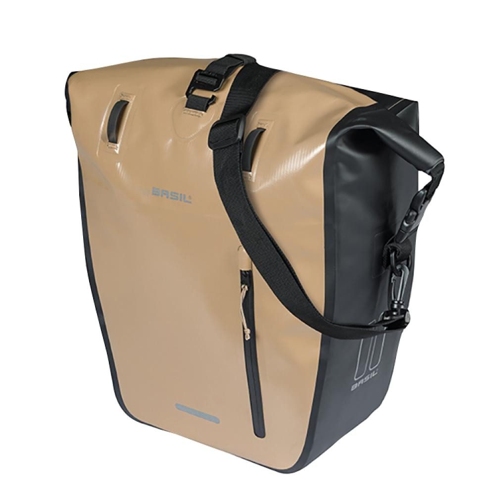 Fahrradtasche Basil Fahrradtasche Rivo L Einzeltasche 25-31L sand/schwarz, wasserdic