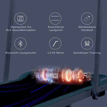 HIYORI Laufband 2 in 1 Laufband für zuhause, Laufband mit Fernbedienun, 1-6 km/h Geschwindigkeit mit LED-Display & Bluetooth Lautsprecher