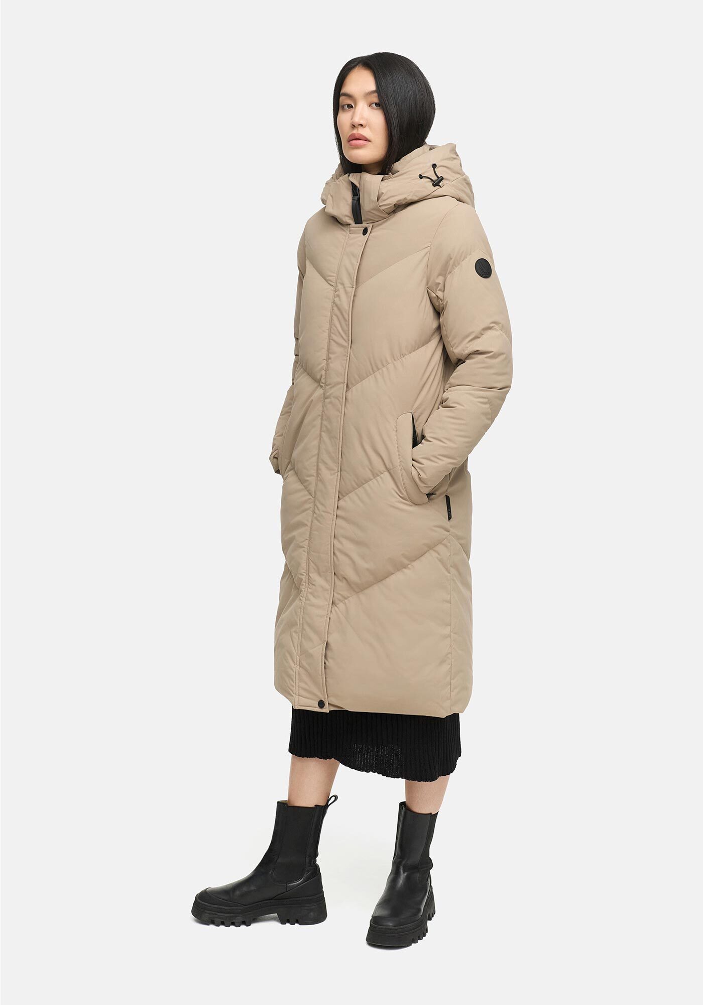 Marikoo Winterjacke Teonaa langer Winter Mantel gesteppt