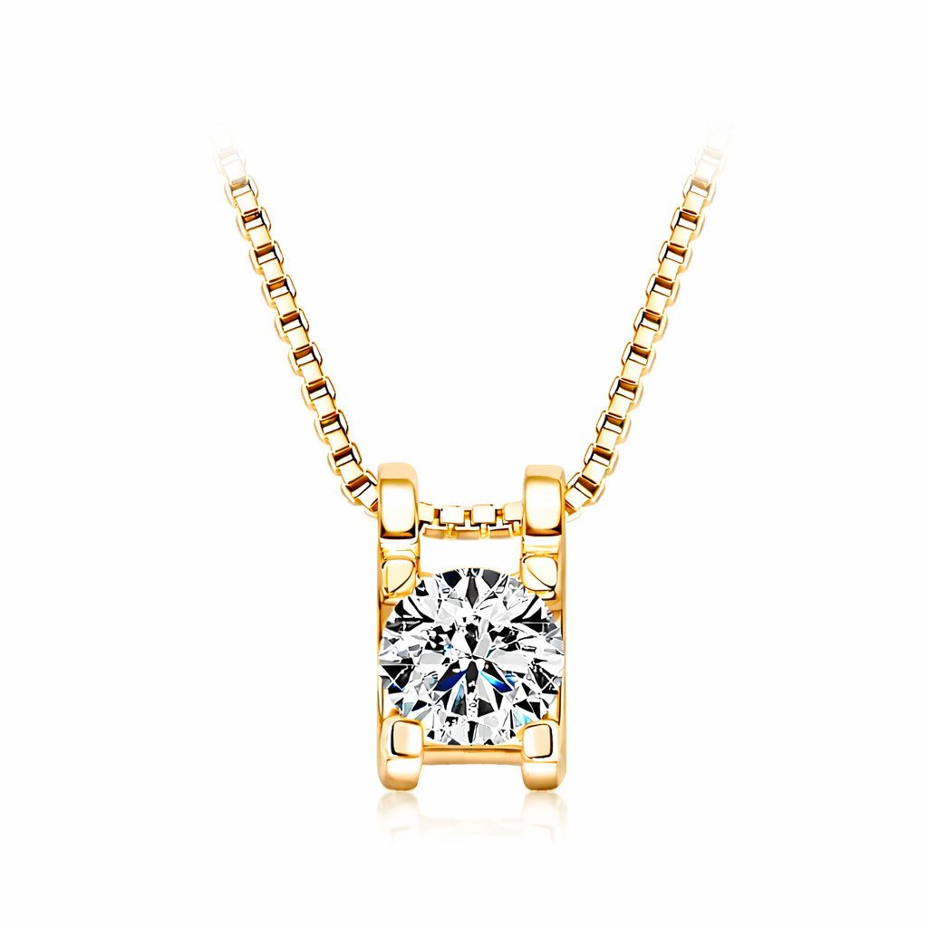 Kette mit Anhänger Moissanit Anhänger Halsketten 0,5ct 925 Sterling Silber
