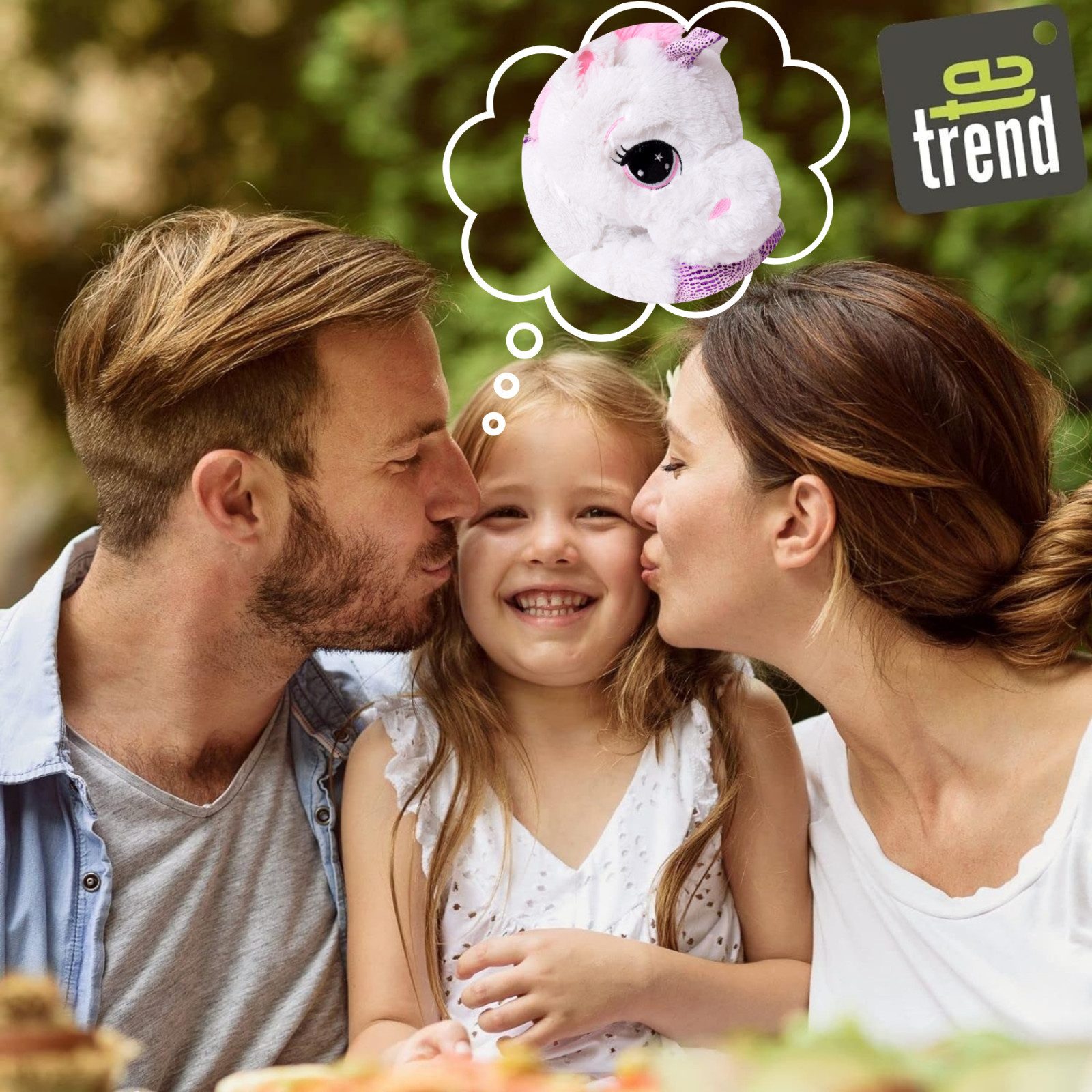 TE-Trend Kuscheltier Einhorn 45 cm Plüschtier Kuschelpferd Stofftier weiß (1-St), mit Glitzer Details