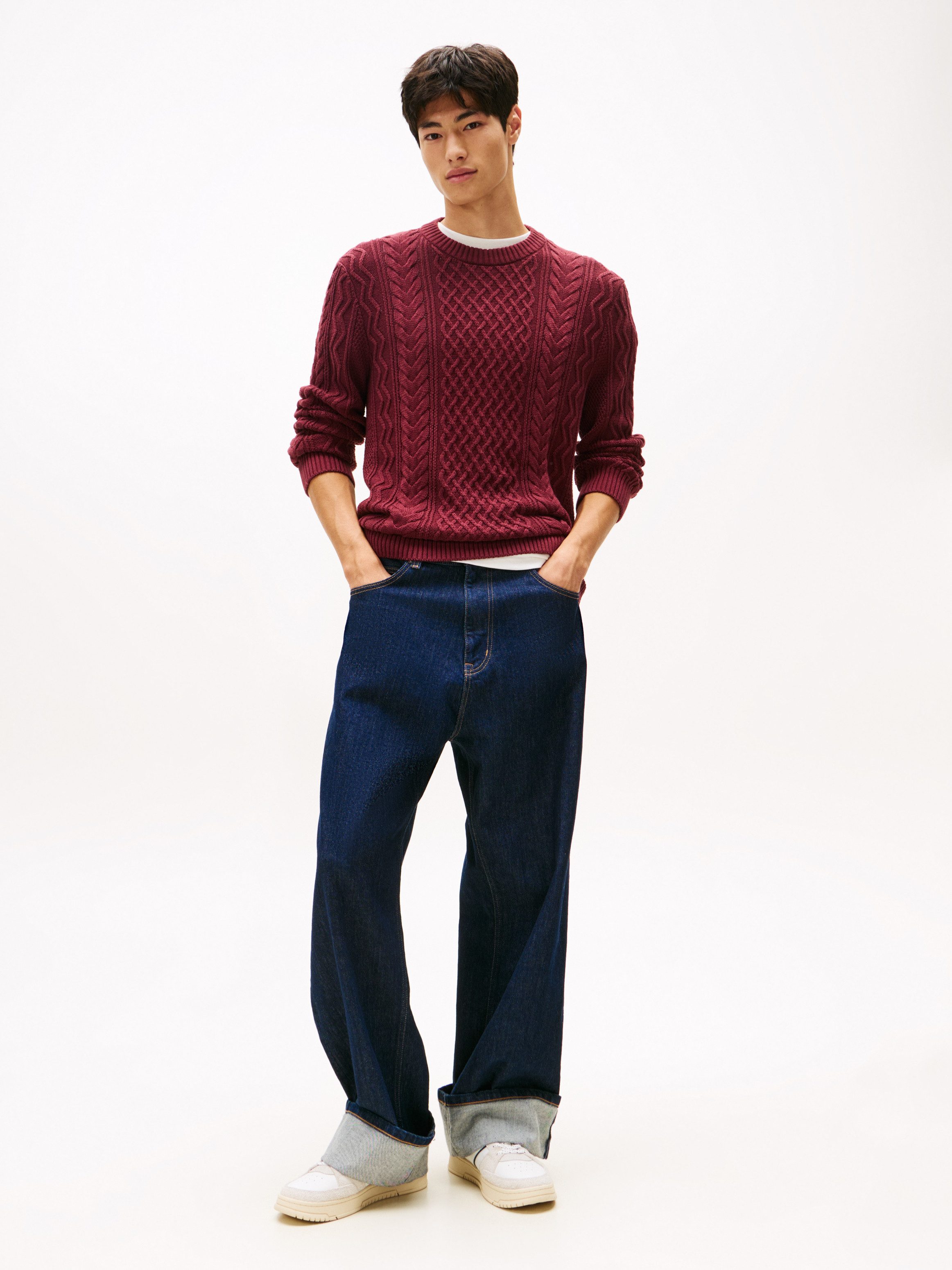 Tommy Jeans Strickpullover BADGE CABLE Slim Fit, Rundhals günstig online kaufen