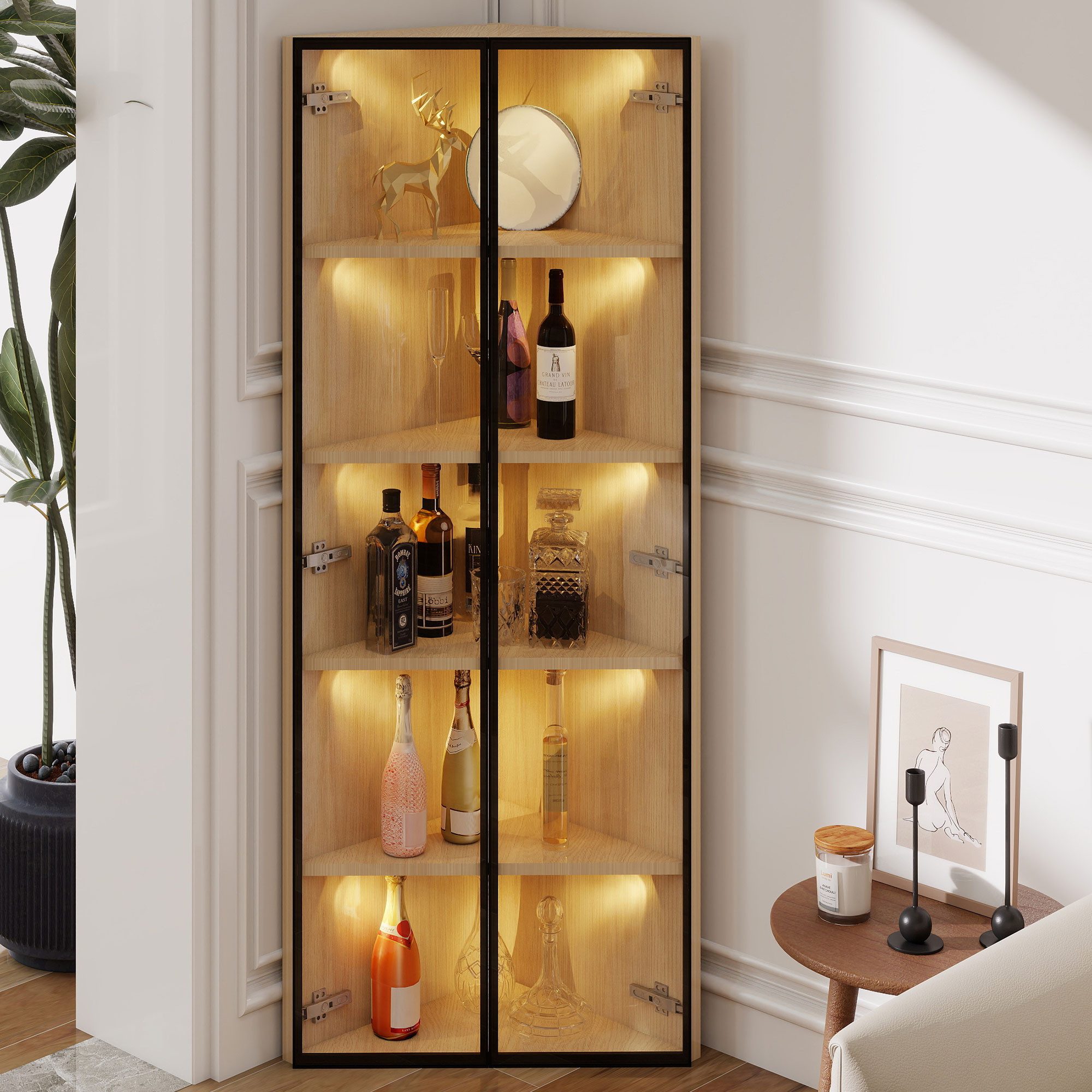 MODFU Vitrine Platzsparende Glasvitrine (Weinschrank, Badezimmerschrank, fü günstig online kaufen