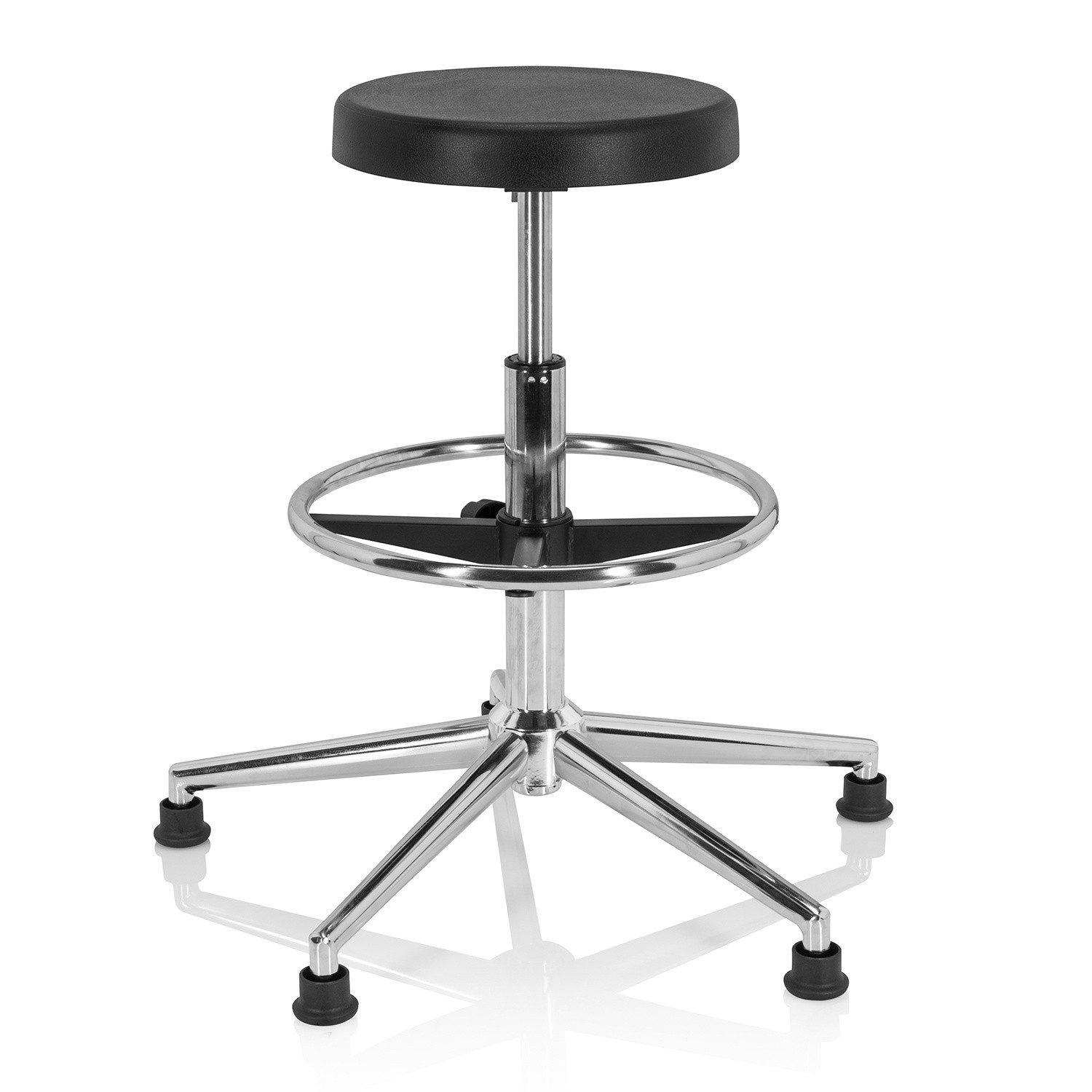 hjh OFFICE Arbeitshocker Drehhocker TOP WORK 14 I Hartschaum ohne Armlehnen, Drehhocker Bürohocker mit Fußring, höhenverstellbar, Hartschaum Sitz