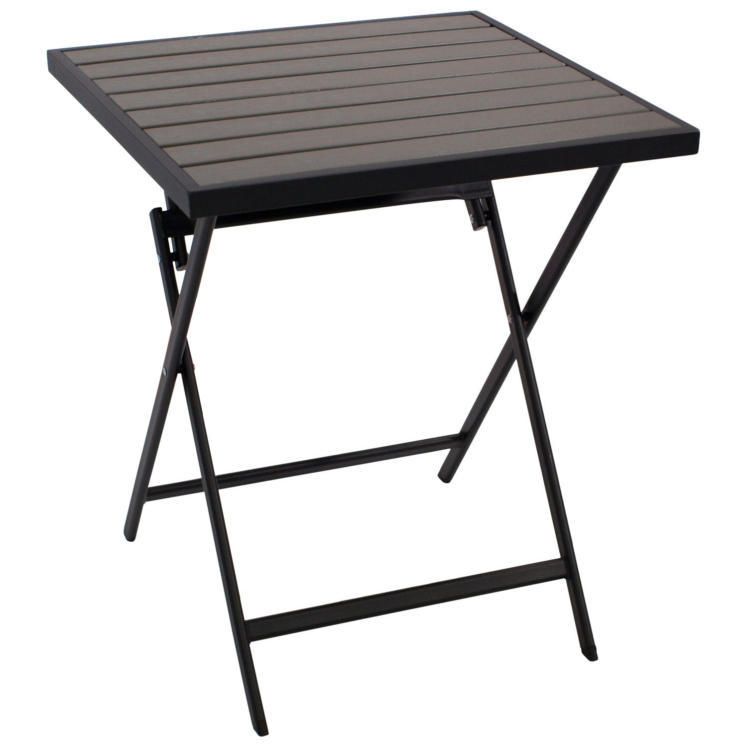 DEGAMO Gartentisch ASCIANO, 60x60cm, Metall anthrazit, Tischplatte Kunstholz grau