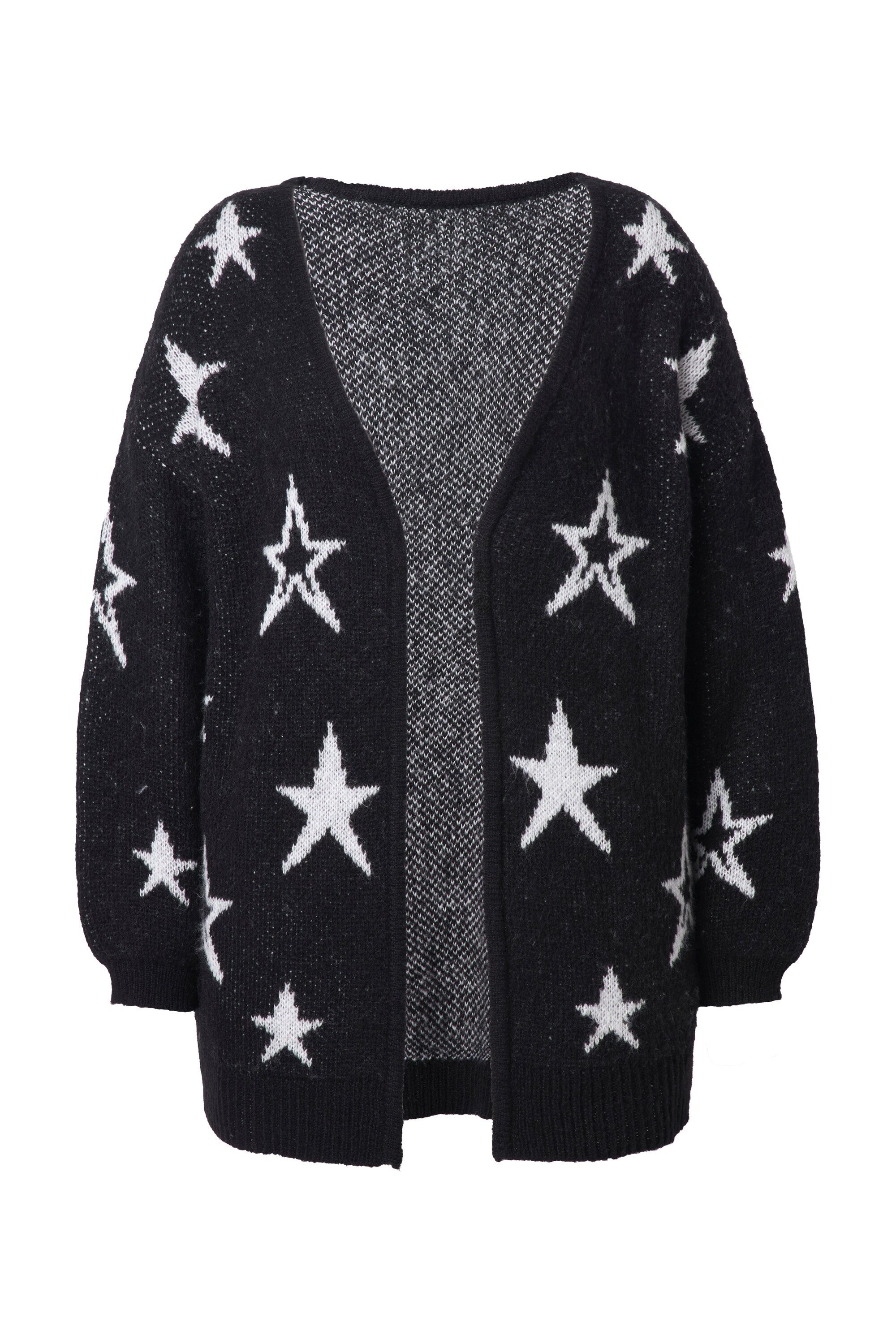 Angel of Style Strickjacke Long-Strickjacke offen Sterne Ballon-Langarm