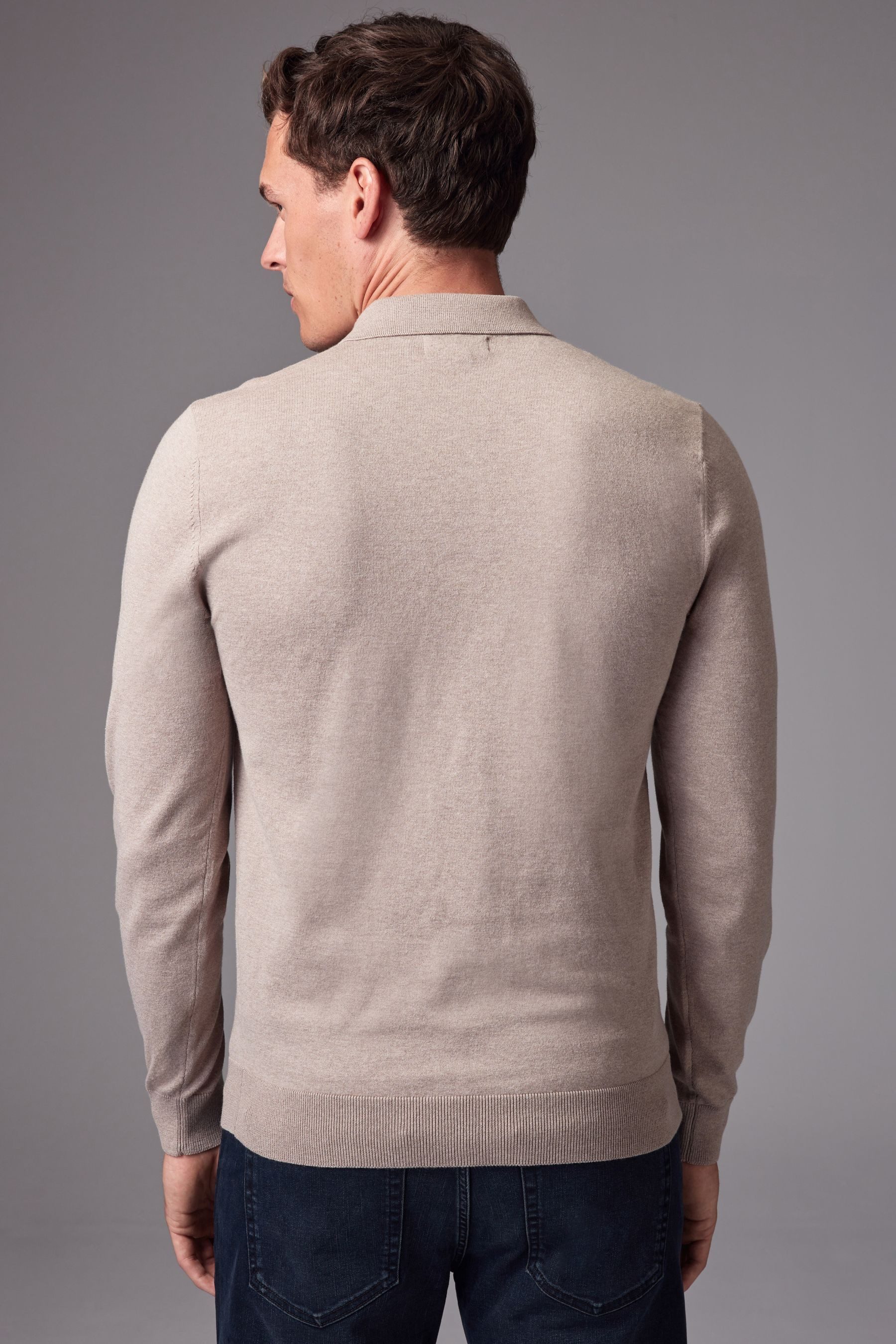 Next Langarm-Poloshirt Langärmeliges Slim Fit Poloshirt aus Strick (1-tlg) günstig online kaufen