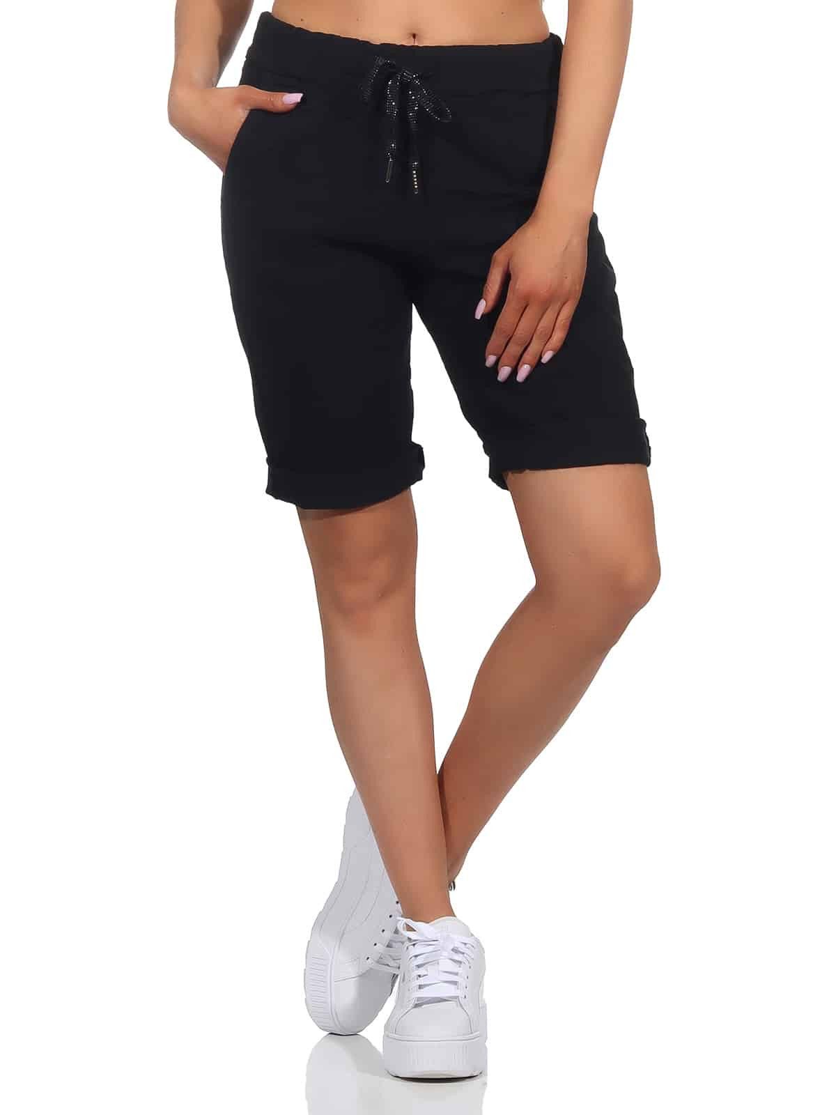 OriginalYou Chinoshorts Damenhose Kurze Damen Sommerhose Chino Shorts Schlupf Bermuda Stretchgewebe in modernem Knitterlook, elastischer Bund mit Kordelzug