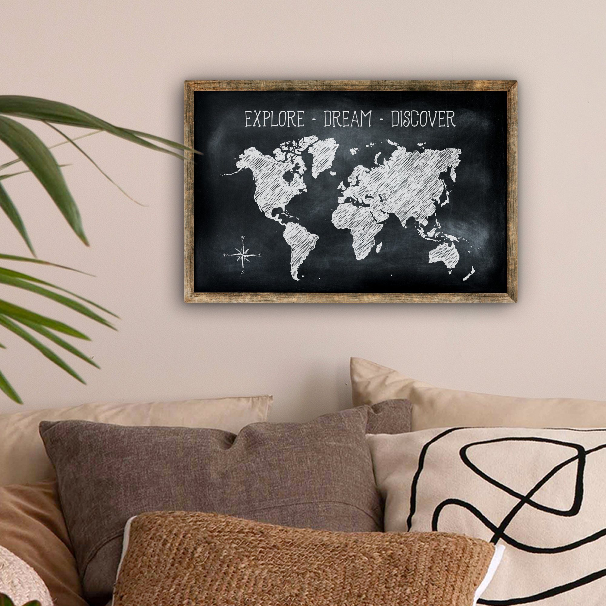 OneMillionCanvasses® Leinwandbild Weltkarte - Kreidetafel - günstig online kaufen