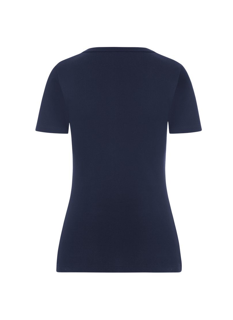 T-Shirt Trigema navy Baumwolle/Elastan V-Shirt aus TRIGEMA