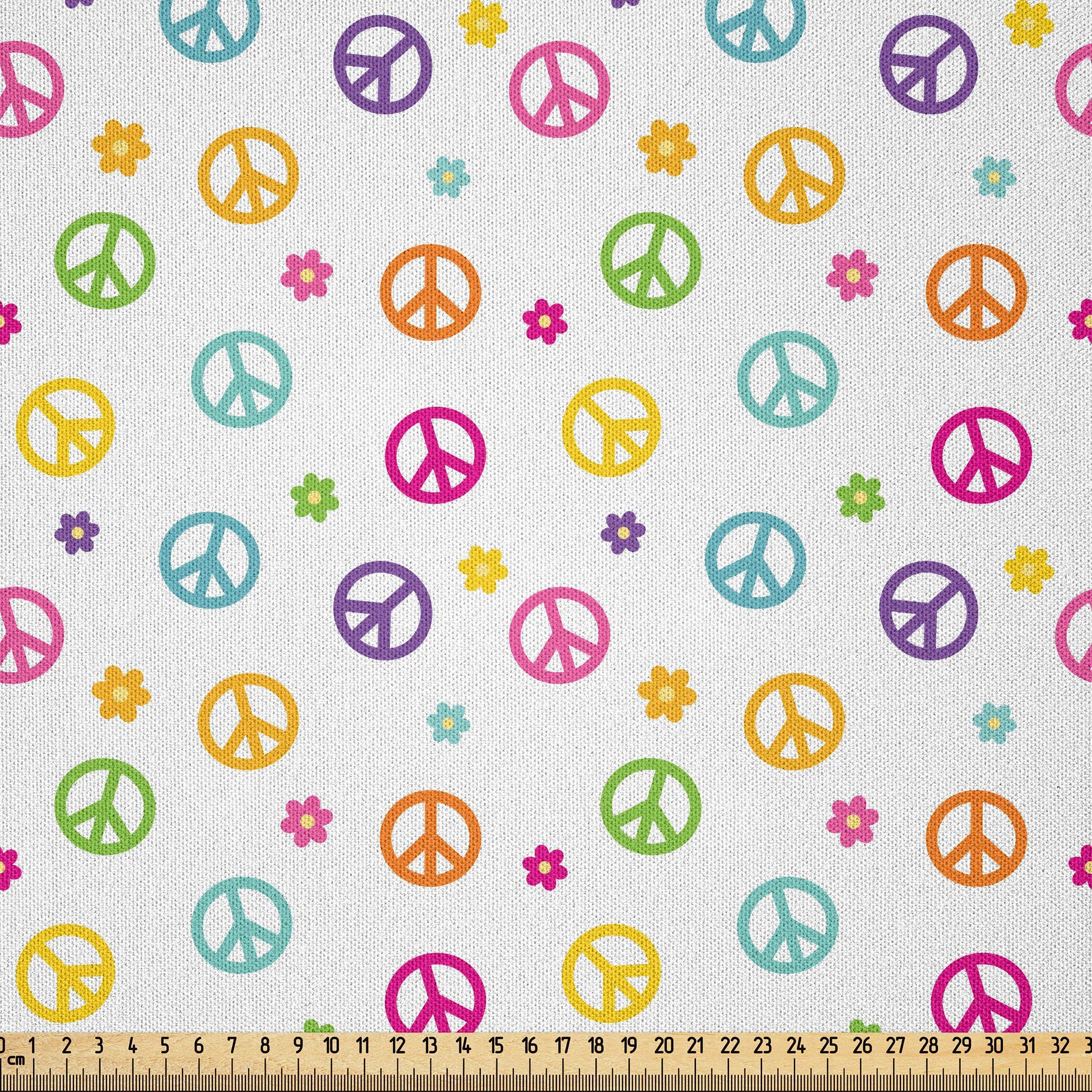 Abakuhaus Stoff DIY Bastler Stoff für Dekorationszwecke, Bunt Alte Friedenszeichen