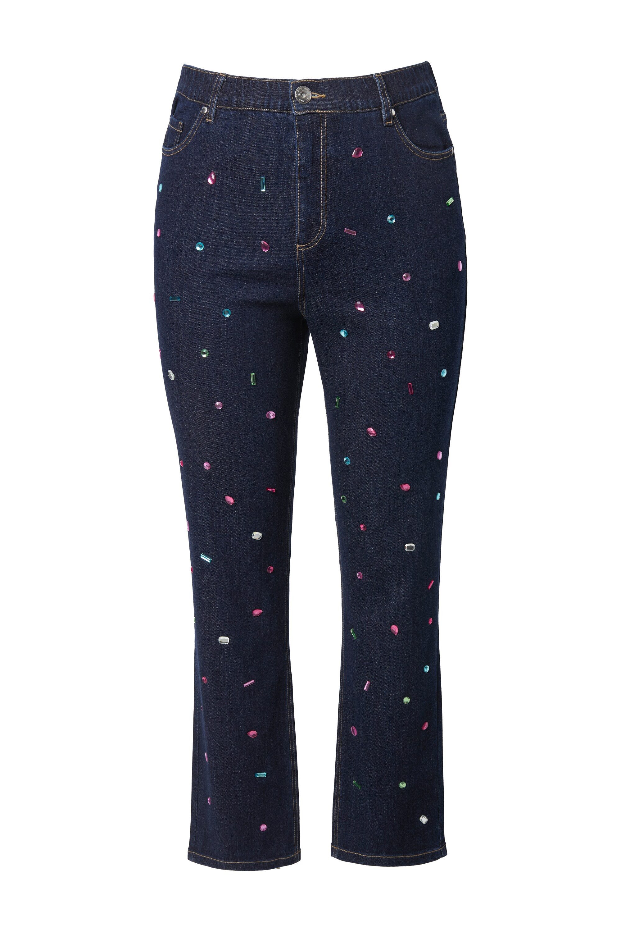 Studio Untold Funktionshose Mom-Jeans Wide Legs Glitzersteine 5-Pocket günstig online kaufen